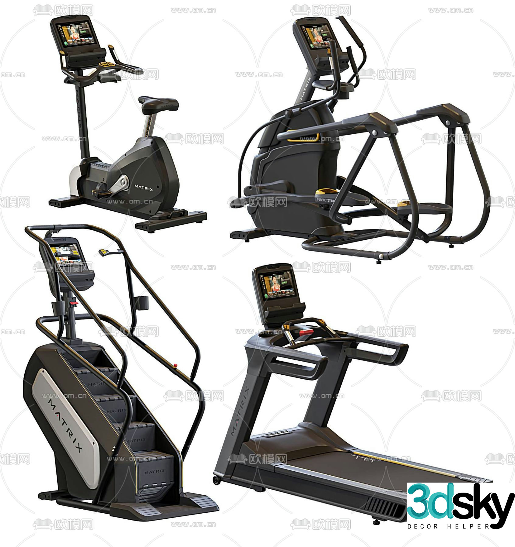 Modern fitness equipment treadmill stair climbing machine 3d model