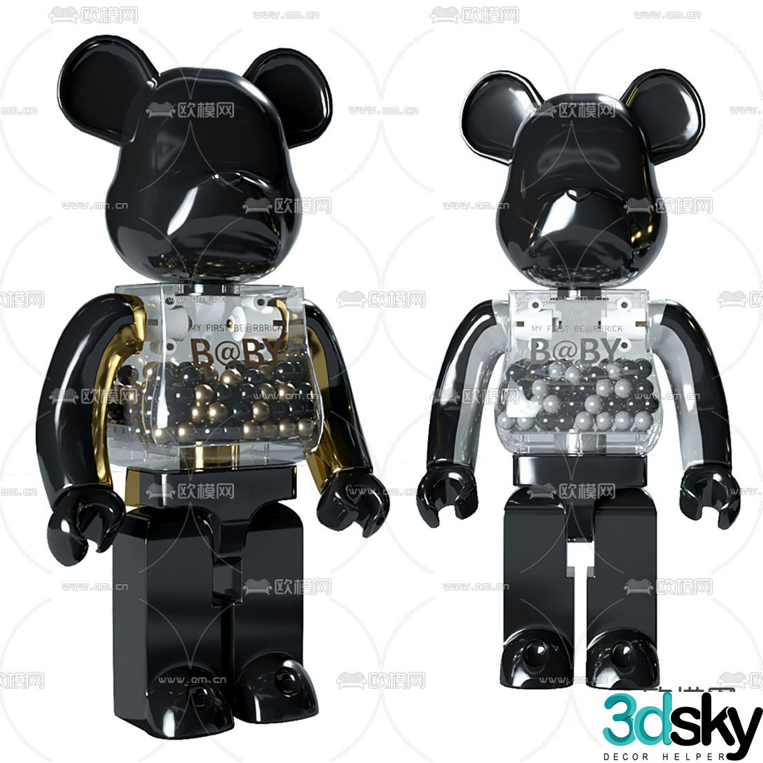 Modern violent bear toy ornament 3d model