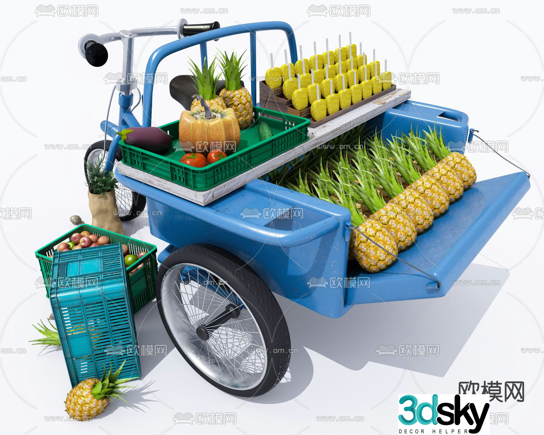 Modern three-wheeled sales truck 3d model
