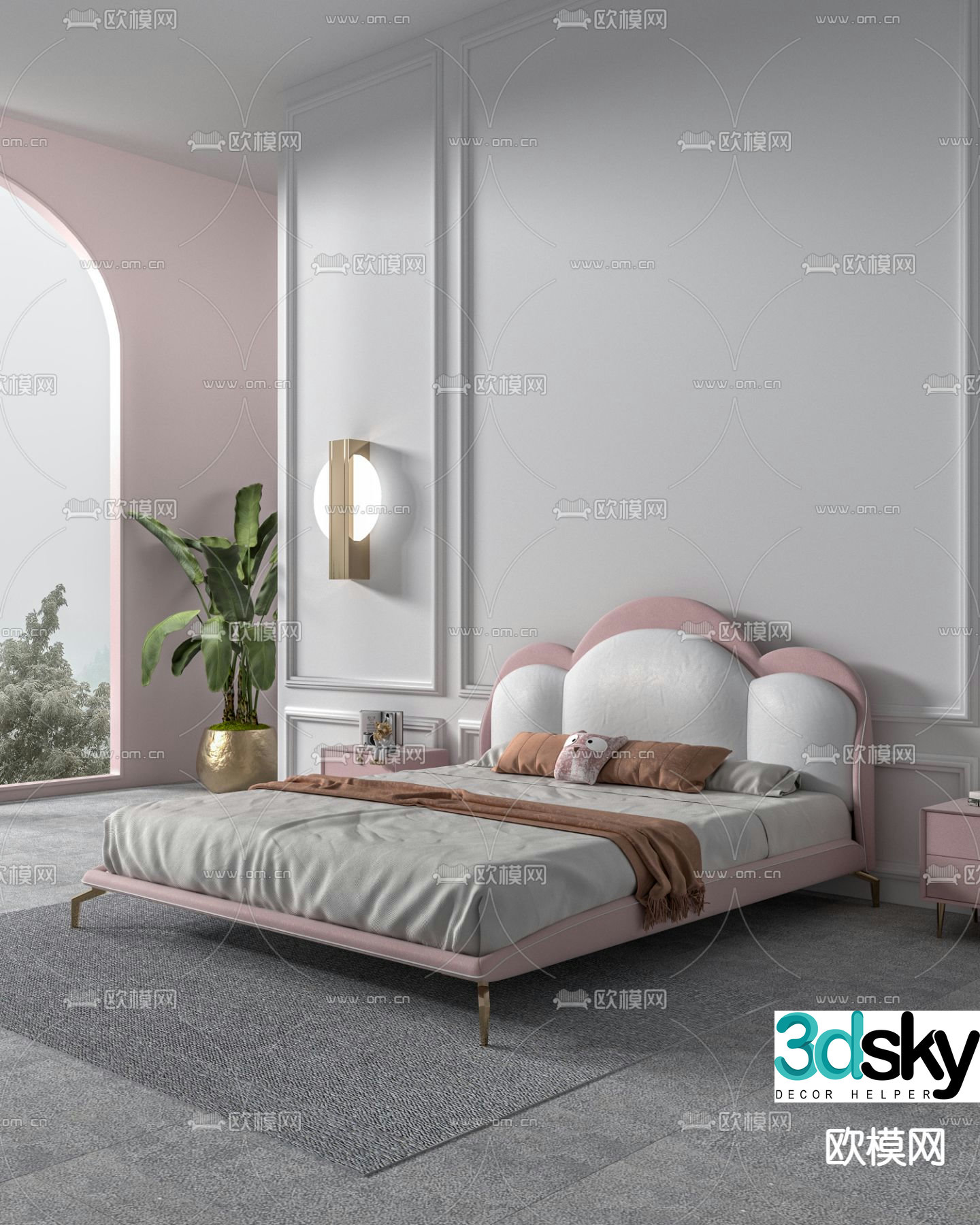 Modern fabric children’s bed 3d model