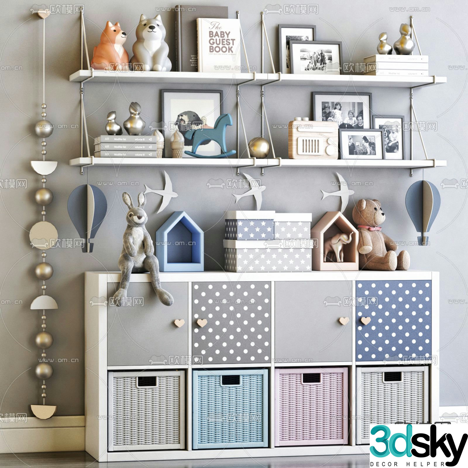 Nordic children’s wardrobe decoration cabinet toys 3d model
