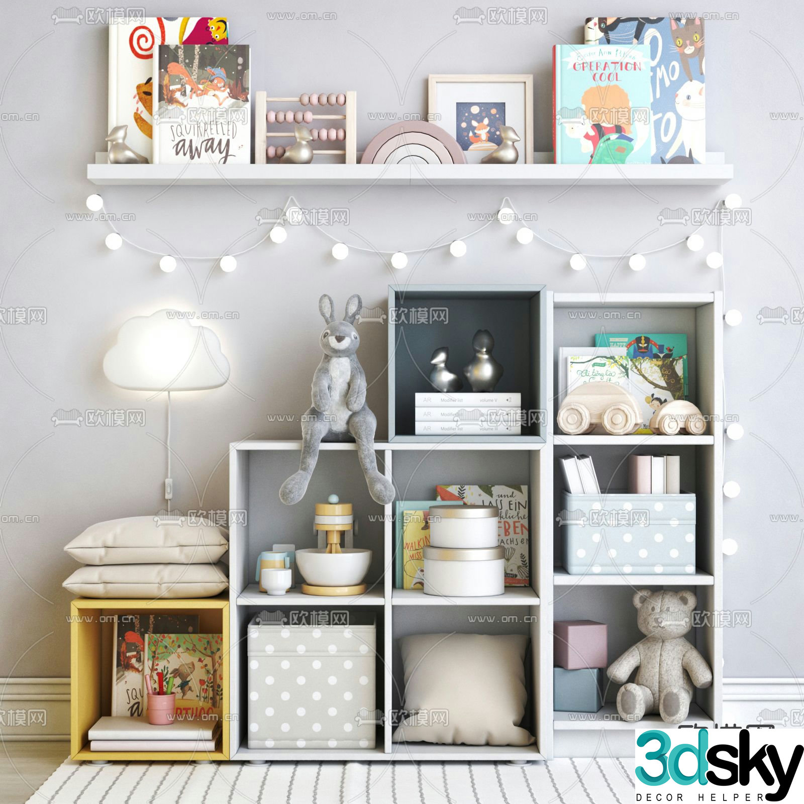 Nordic children’s decorative cabinet furniture 3d model