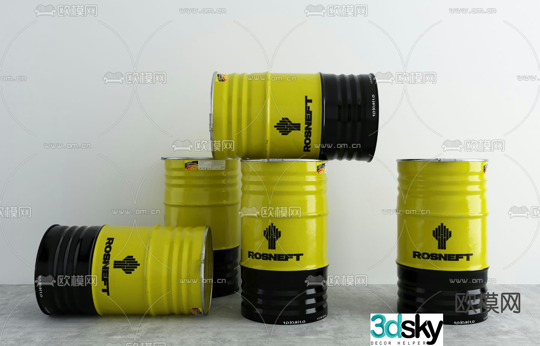 Industrial style gasoline barrel iron barrel 3D model