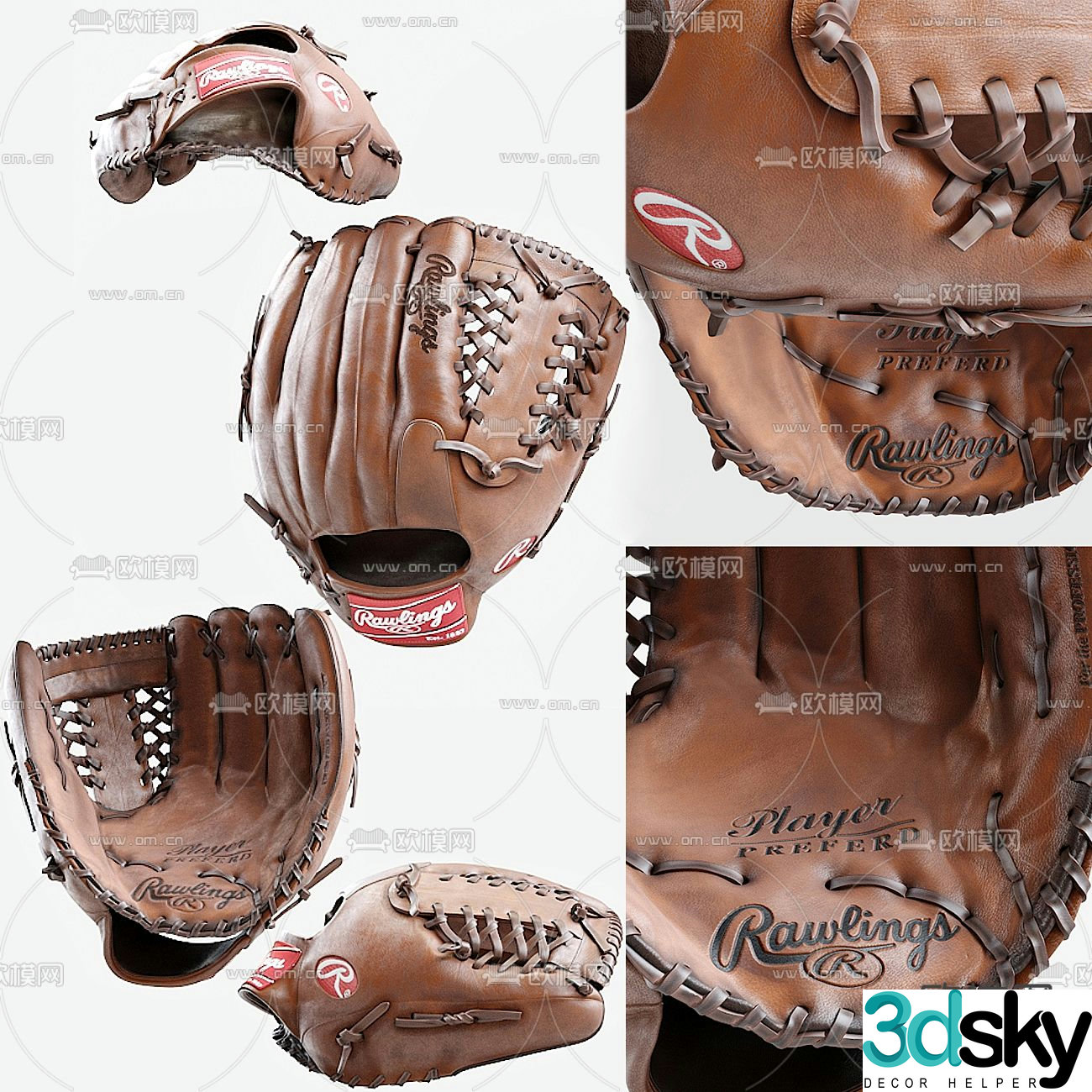 Modern baseball glove 3d model