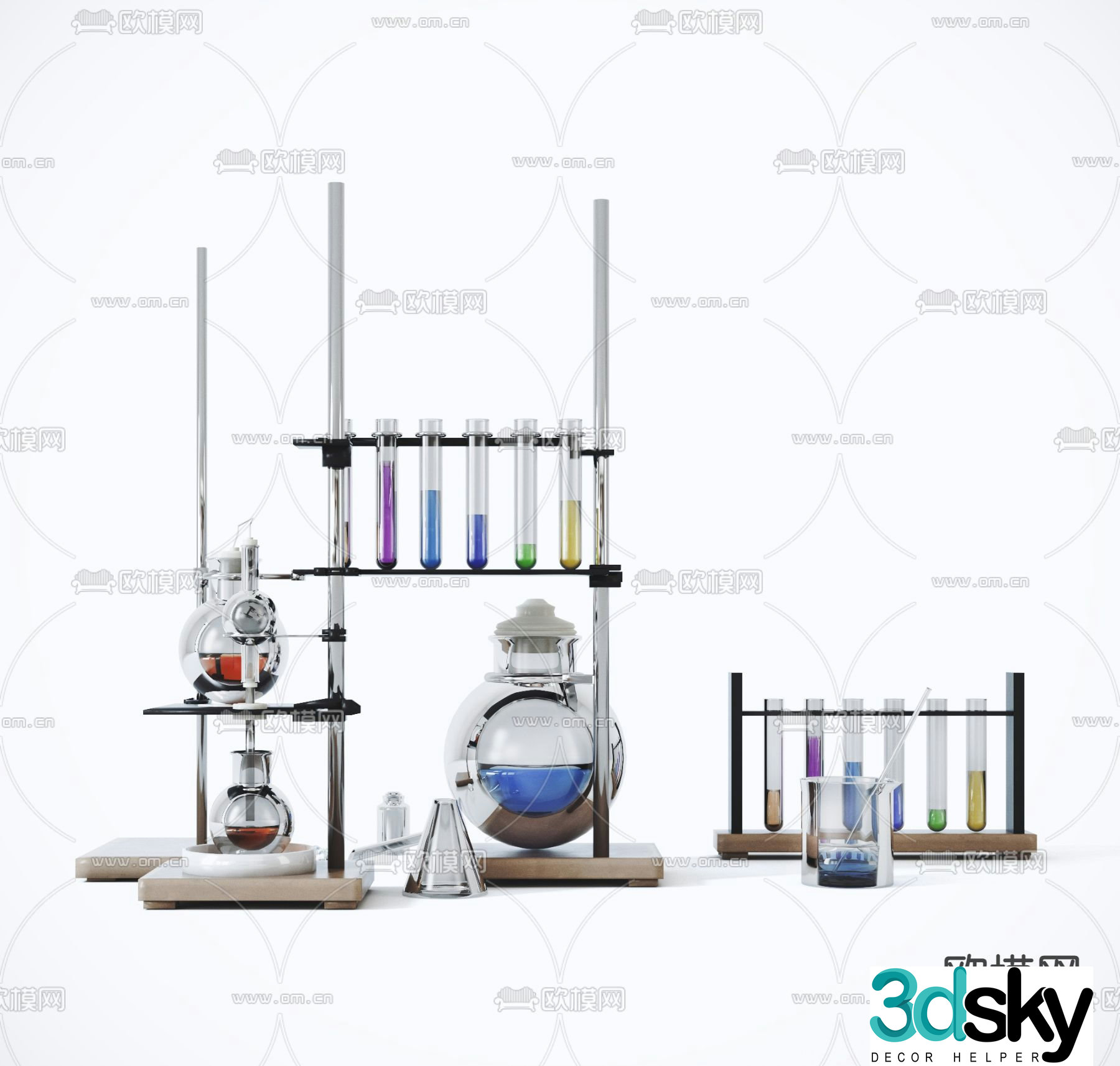 Modern chemistry laboratory utensils 3d model