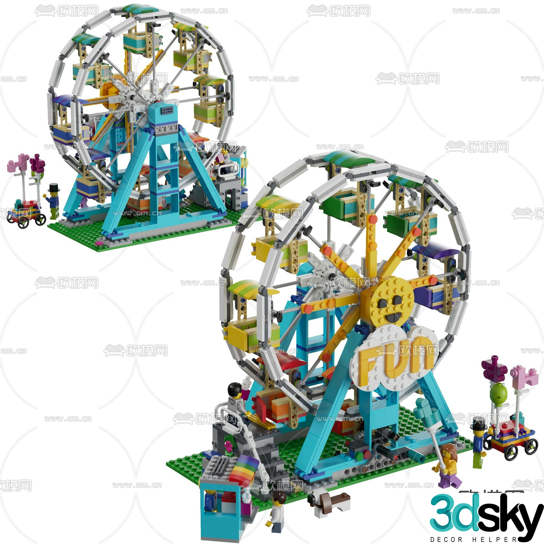 Modern building blocks ferris wheel toy 3d model