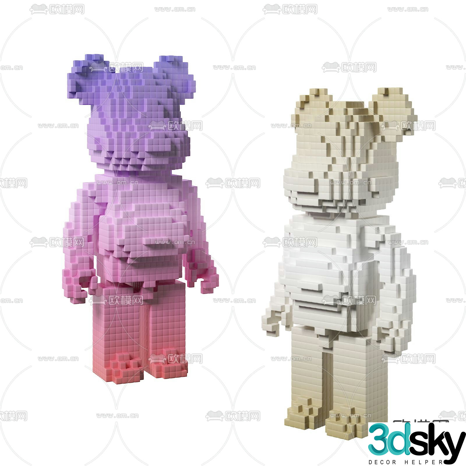 Modern violent bear building block toy 3d model