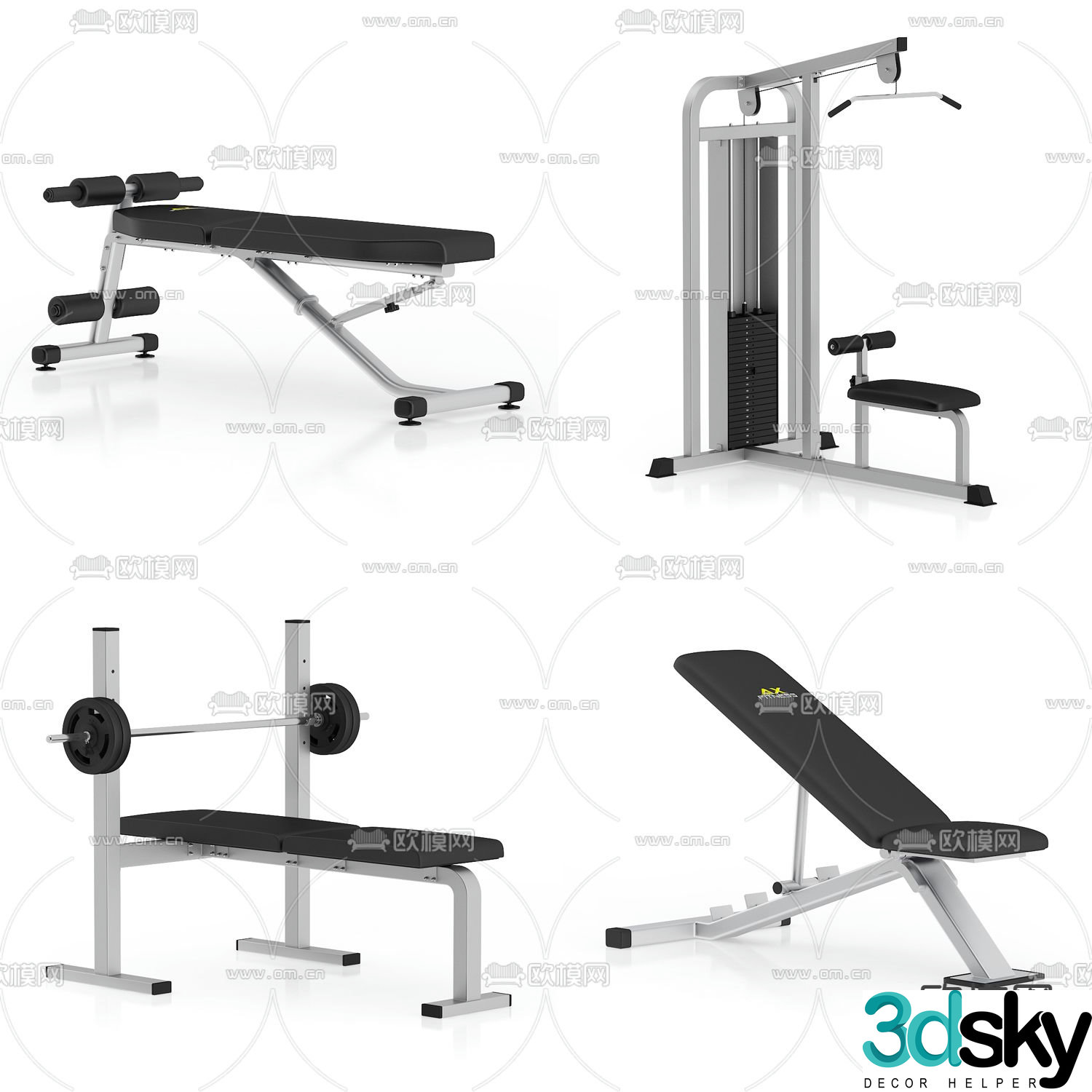 Modern weightlifting machine fitness equipment 3d model