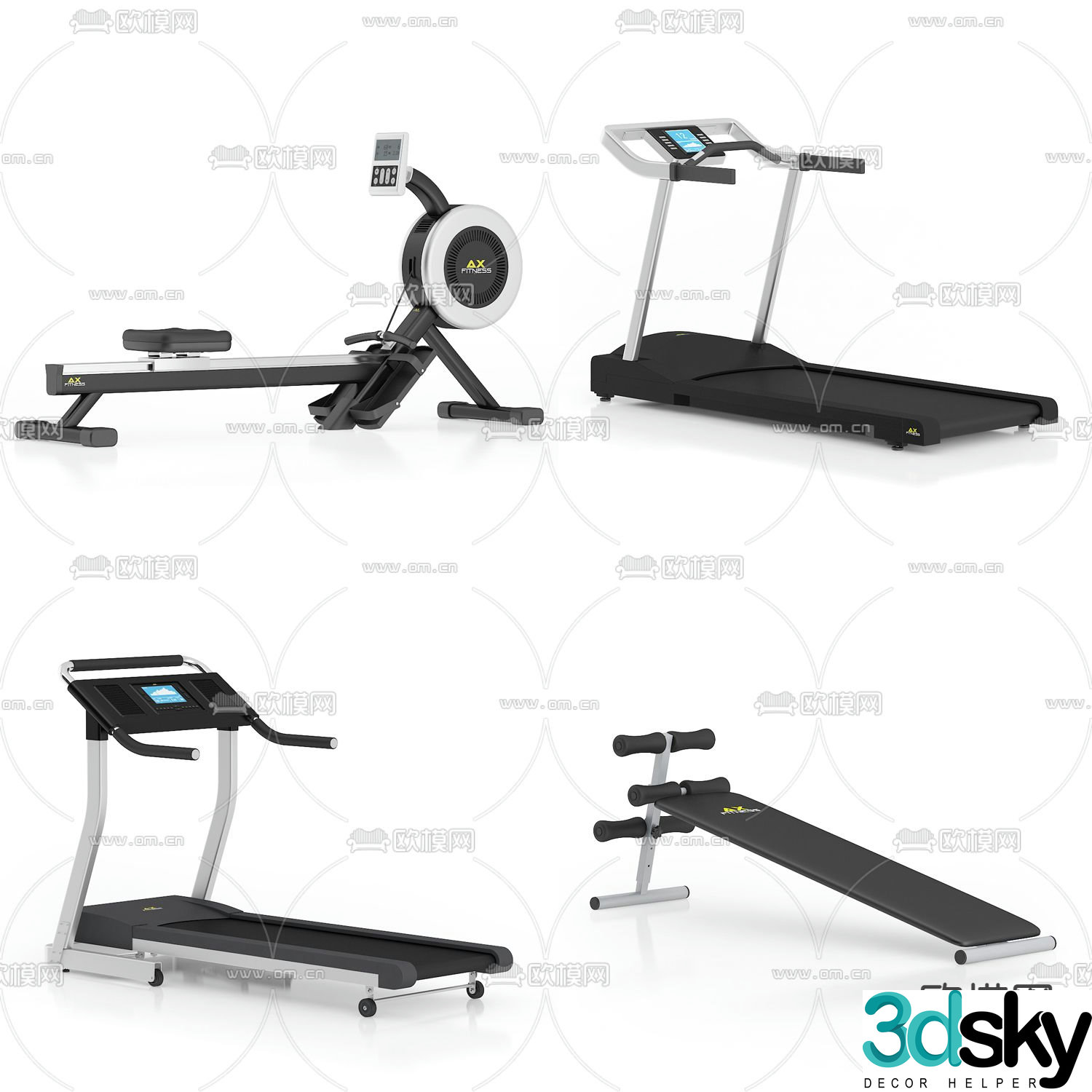 Modern treadmill fitness equipment 3d model