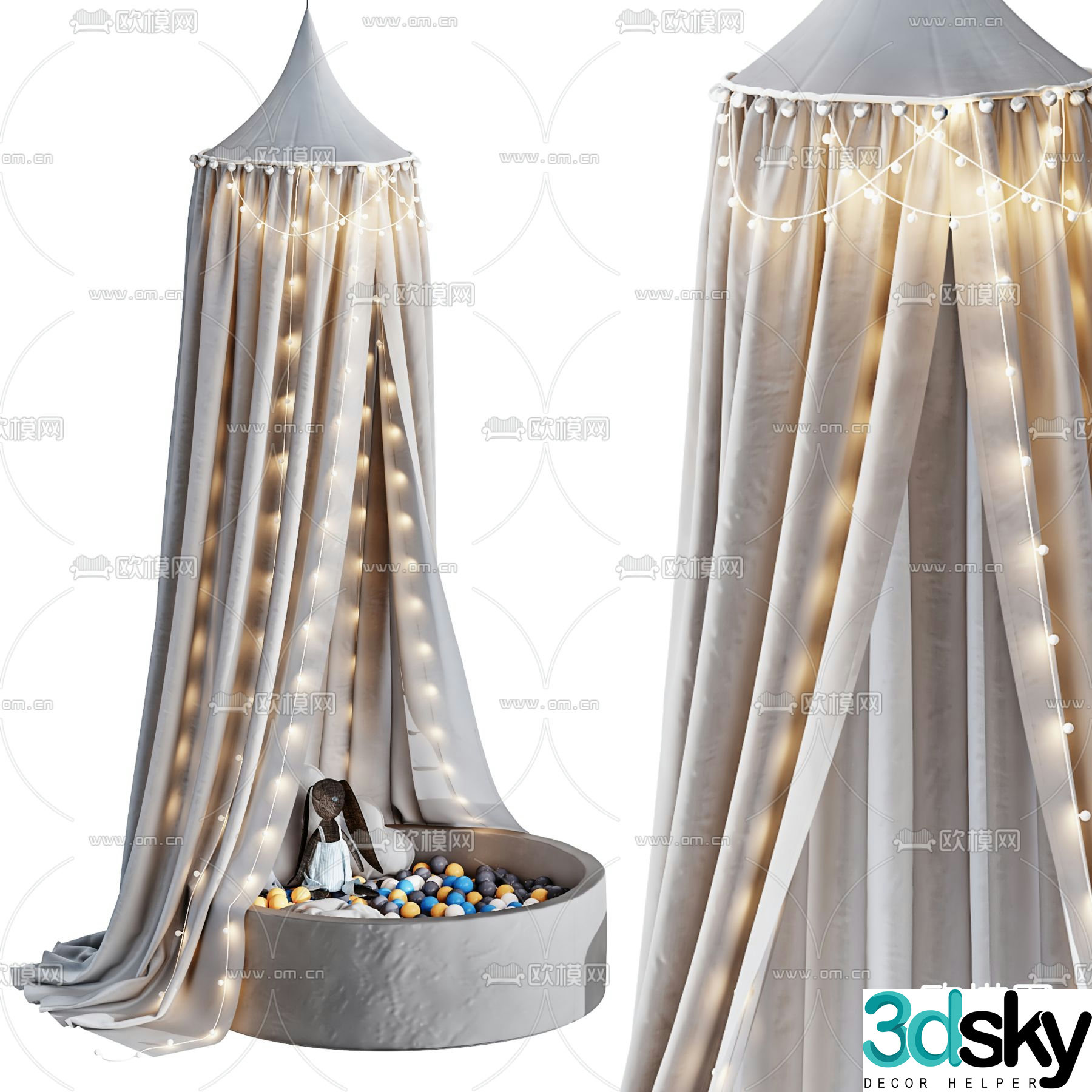 Modern children’s bed curtain toy pool 3d model