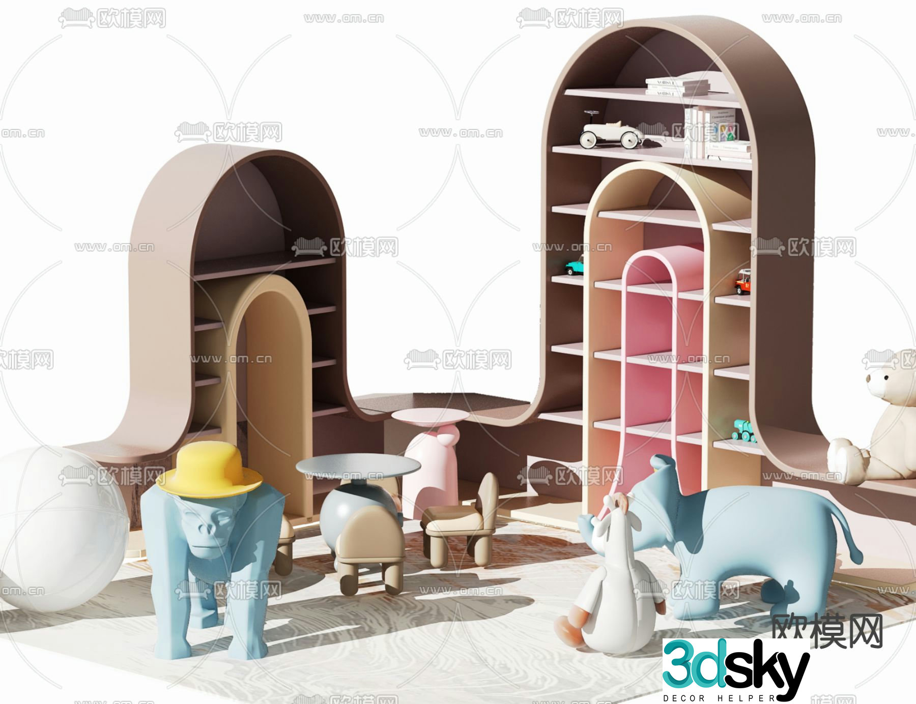 Modern children’s toy decorative cabinet 3d model