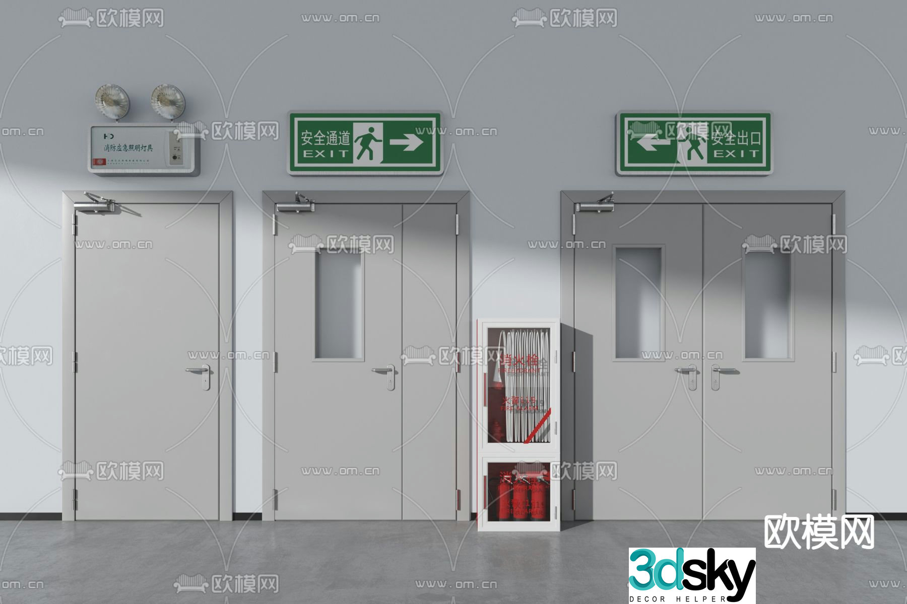 Modern fire door sign fire hydrant 3d model