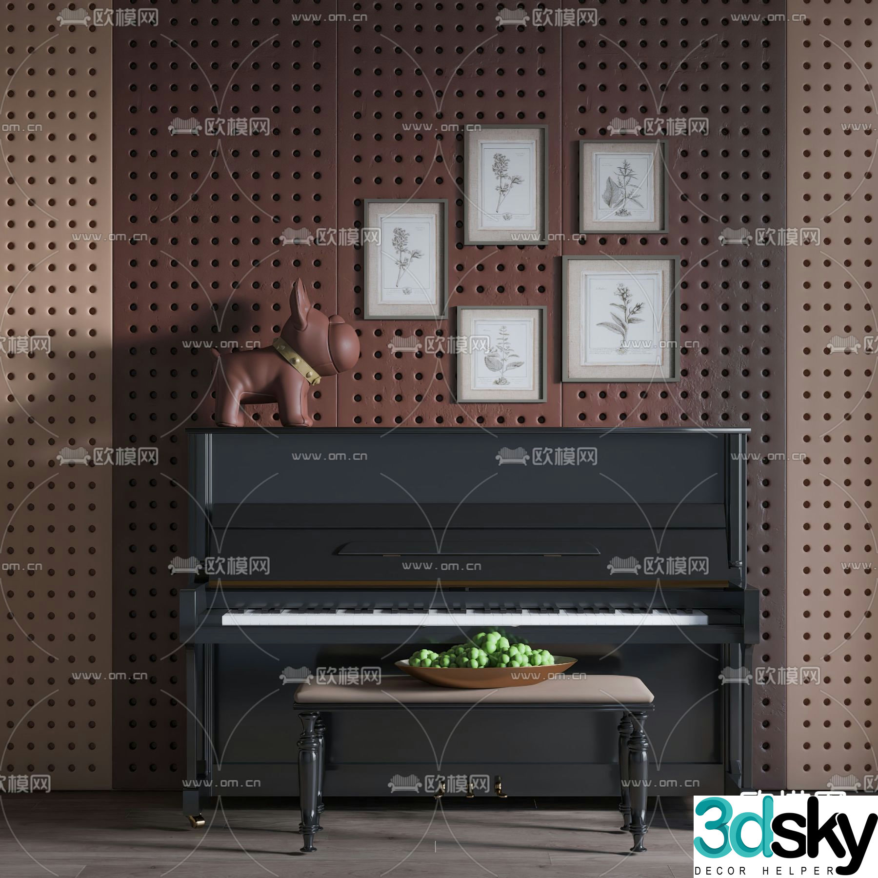 Modern piano 3D model