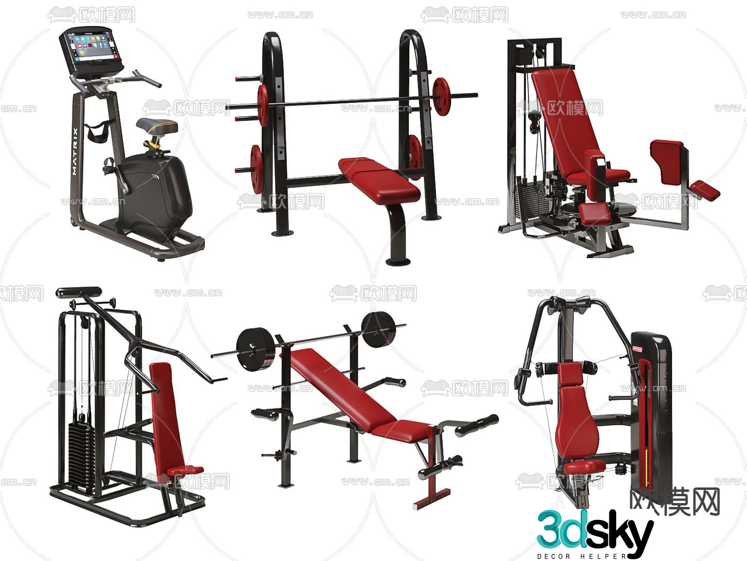 Modern fitness equipment 3d model