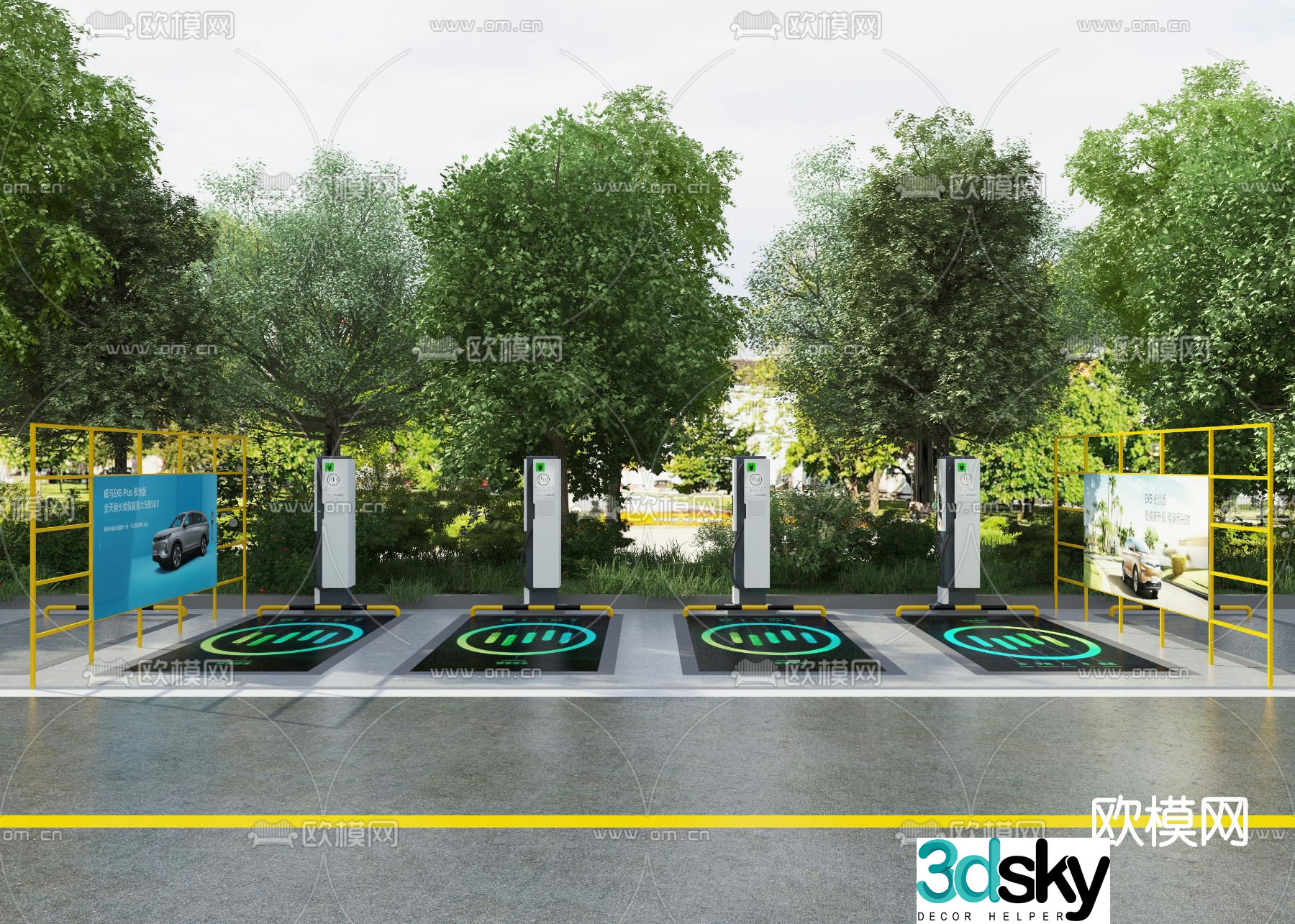 Modern parking lot charging pile 3d model