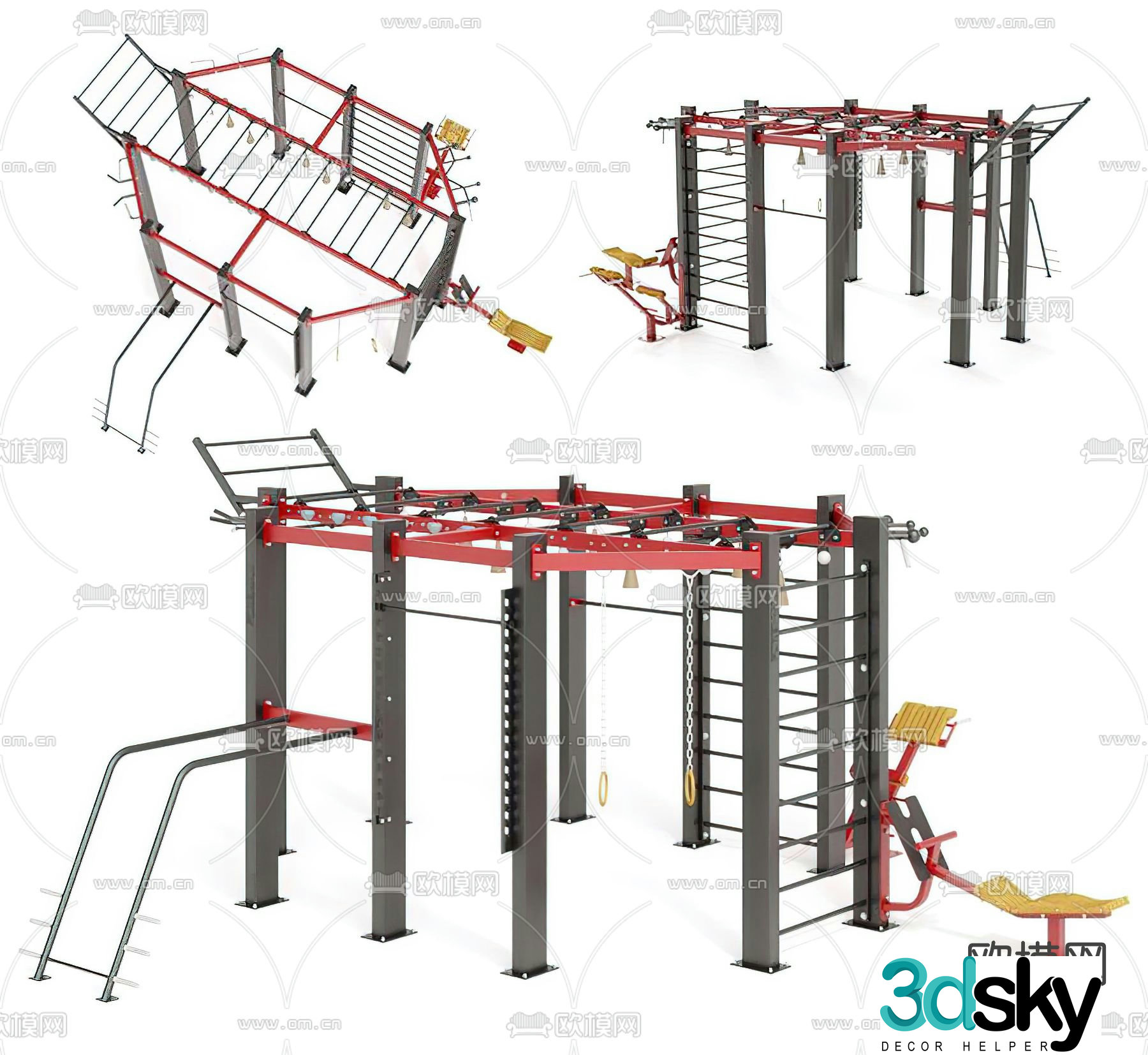 Industrial style fitness equipment 3d model