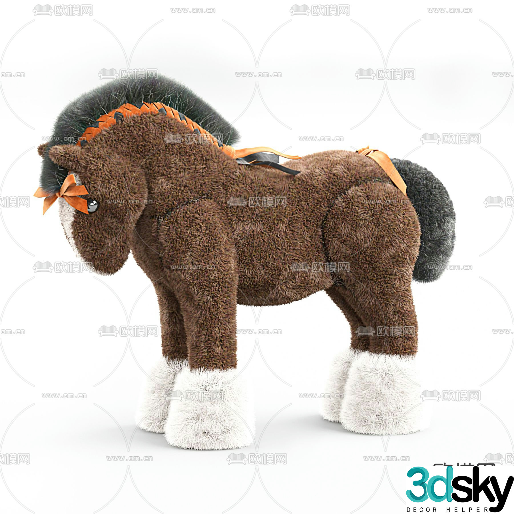 Modern children’s pony plush toy 3d model