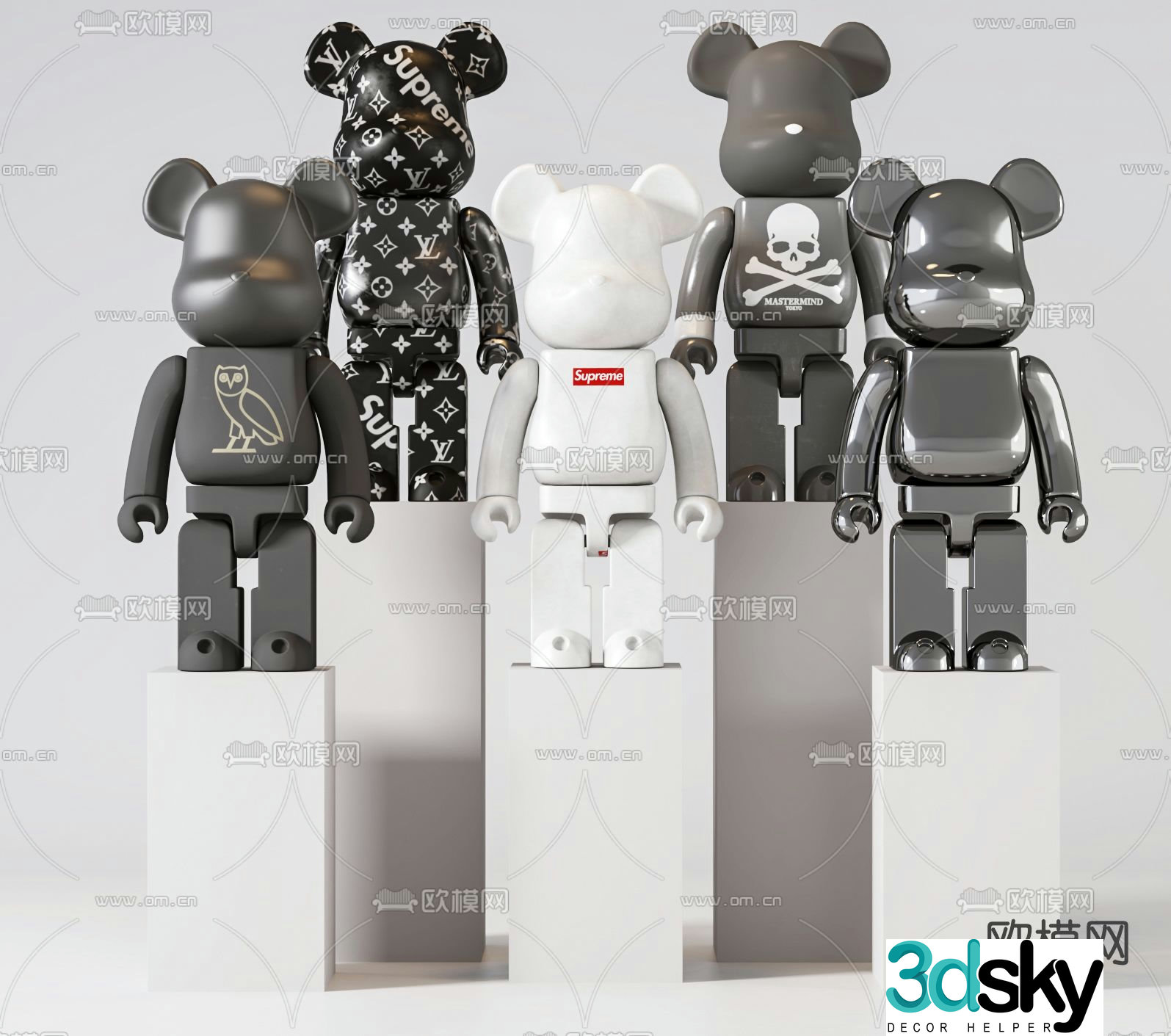 Modern violent bear toy 3d model