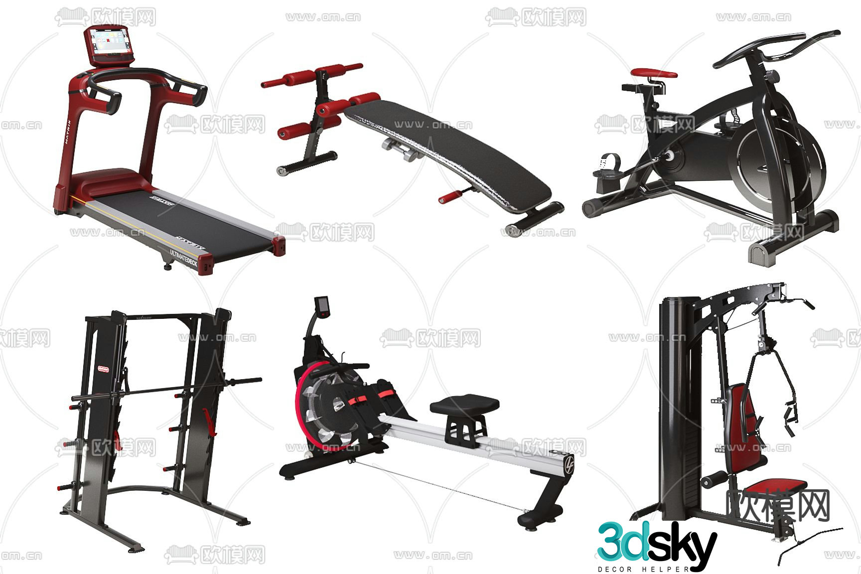 Modern fitness equipment 3d model