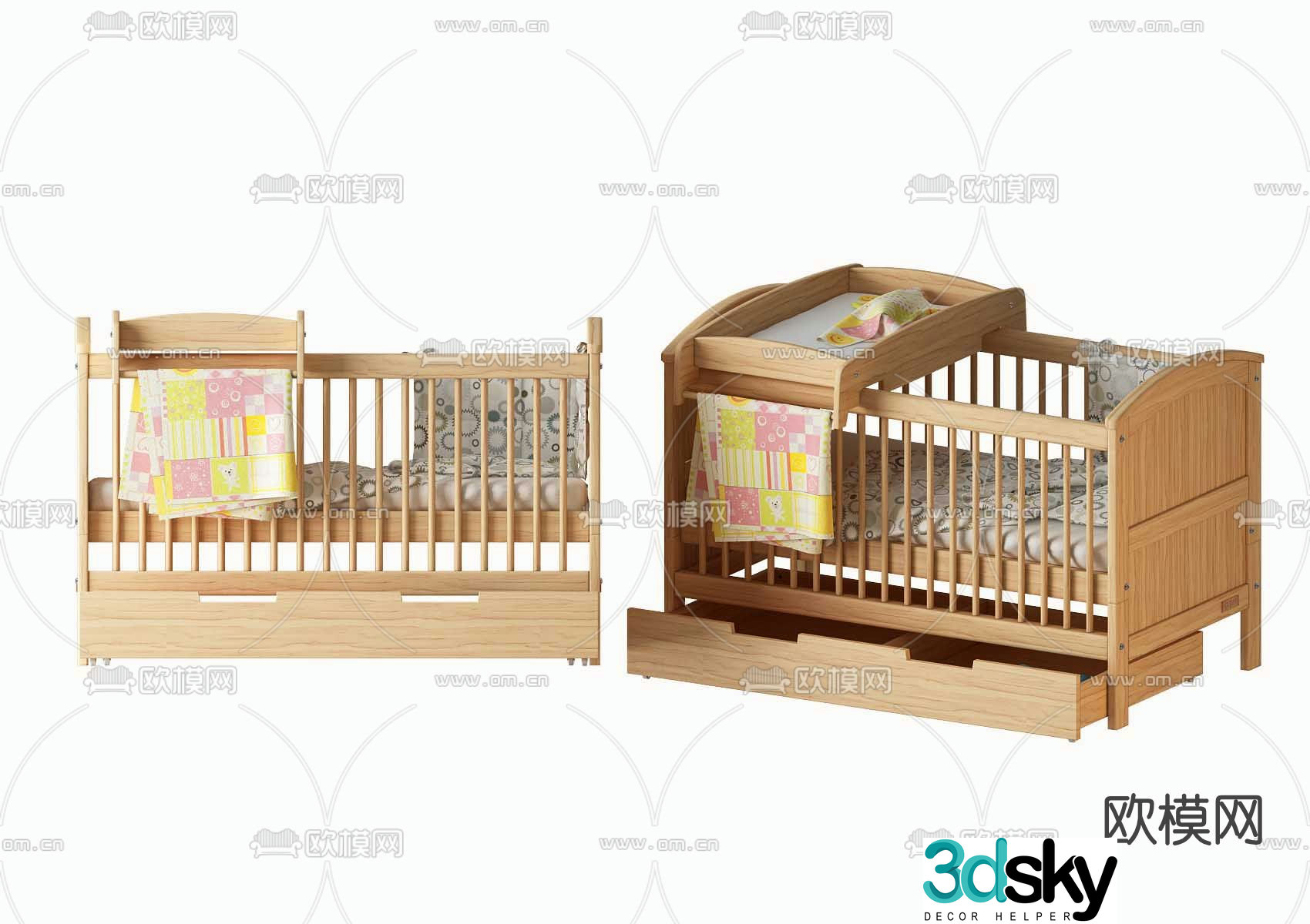 Nordic log crib 3d model
