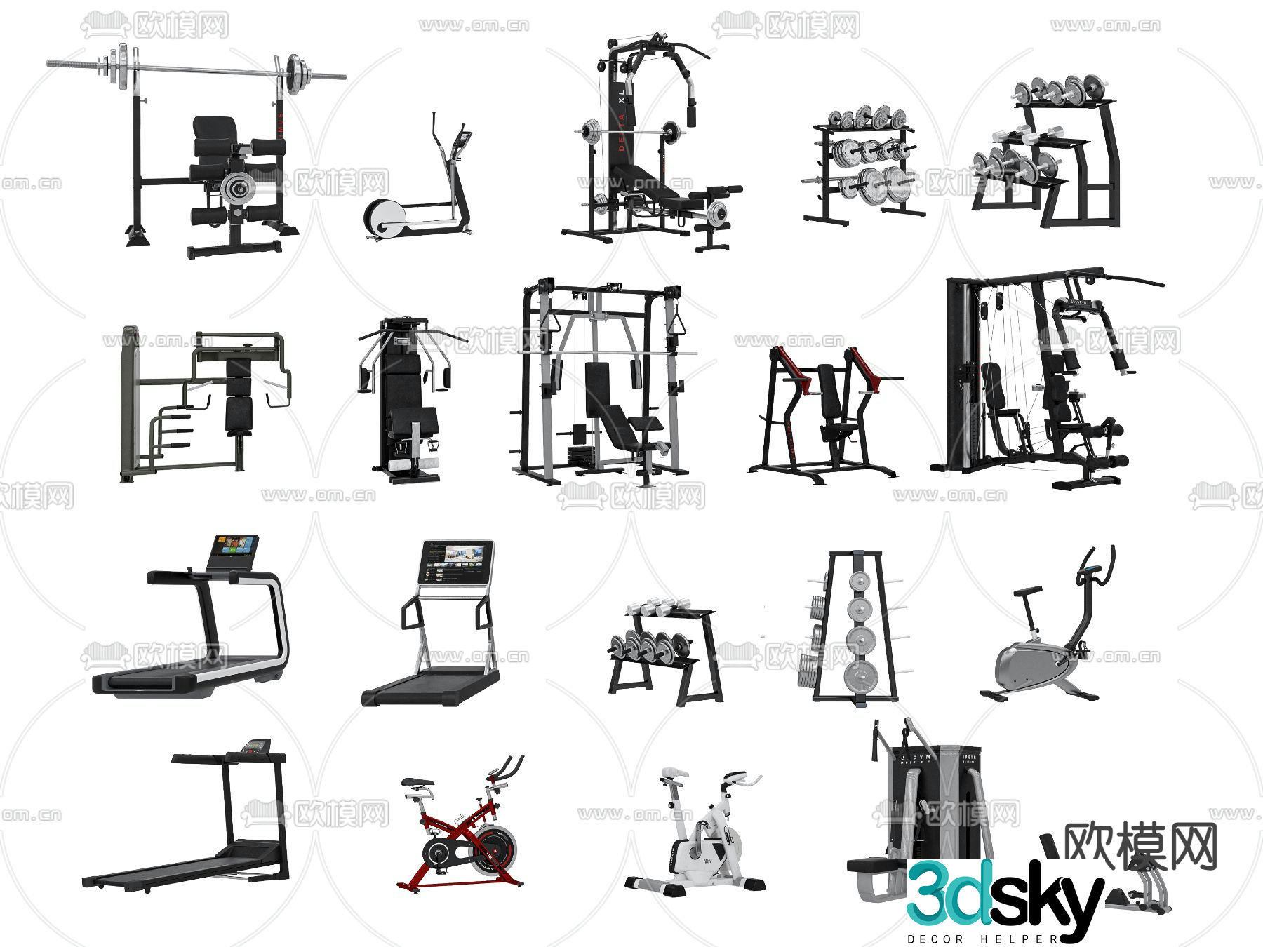 Modern treadmill fitness equipment 3d model