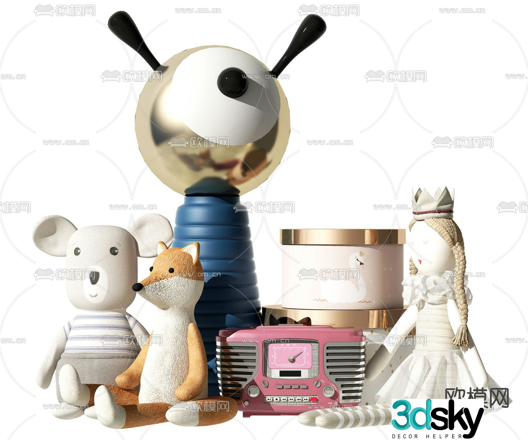 Modern children’s doll toy 3d model