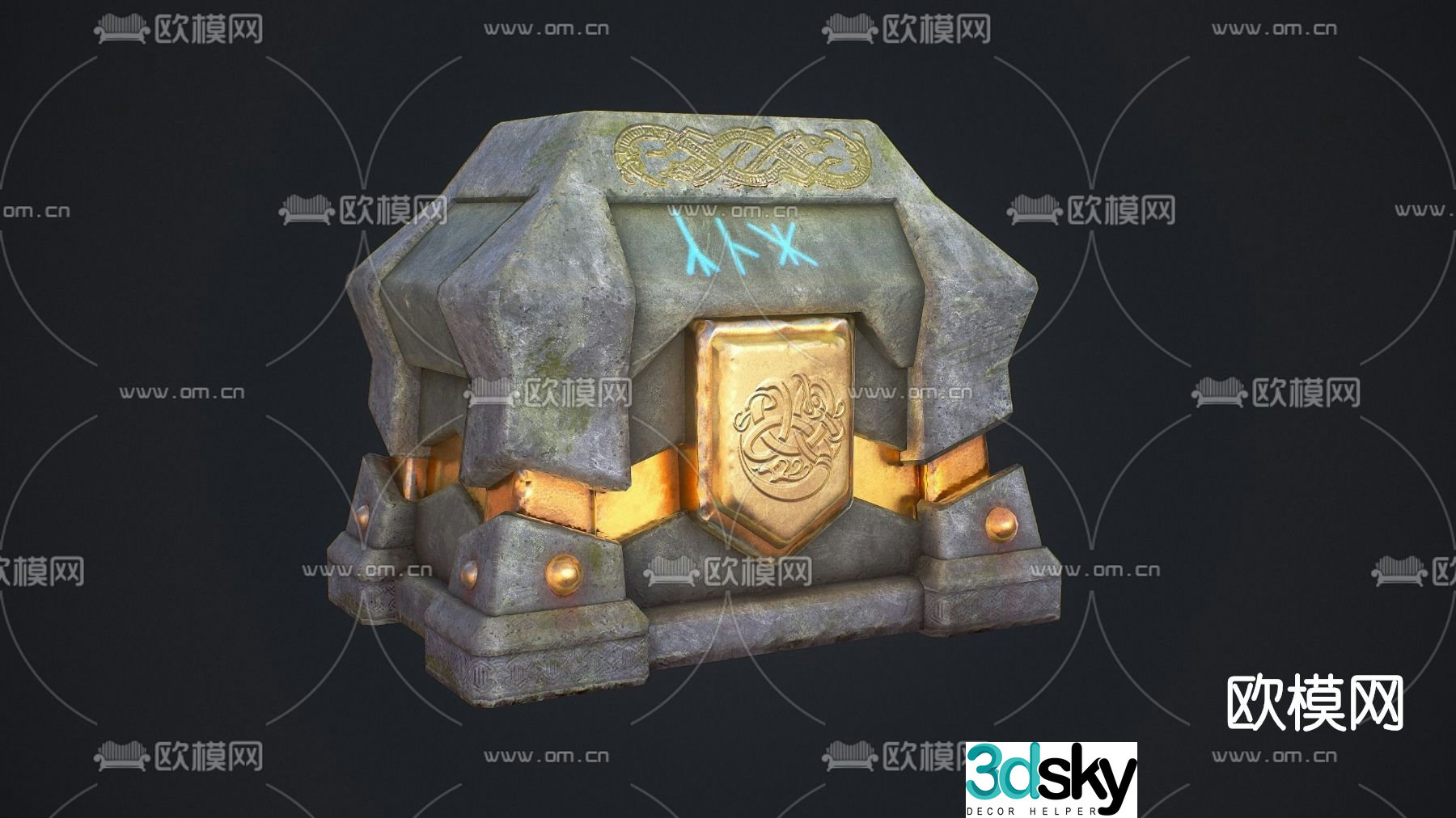 Modern game prop treasure chest free 3d model