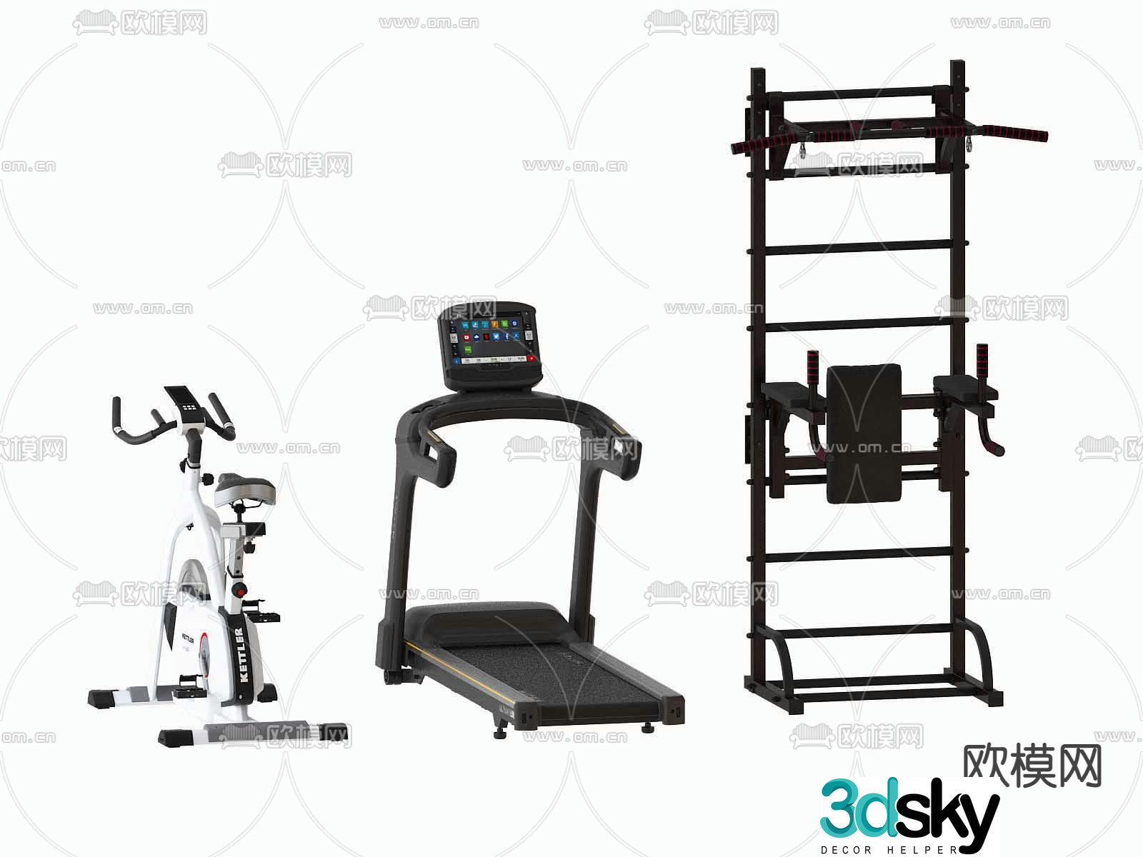 Modern fitness equipment 3d model