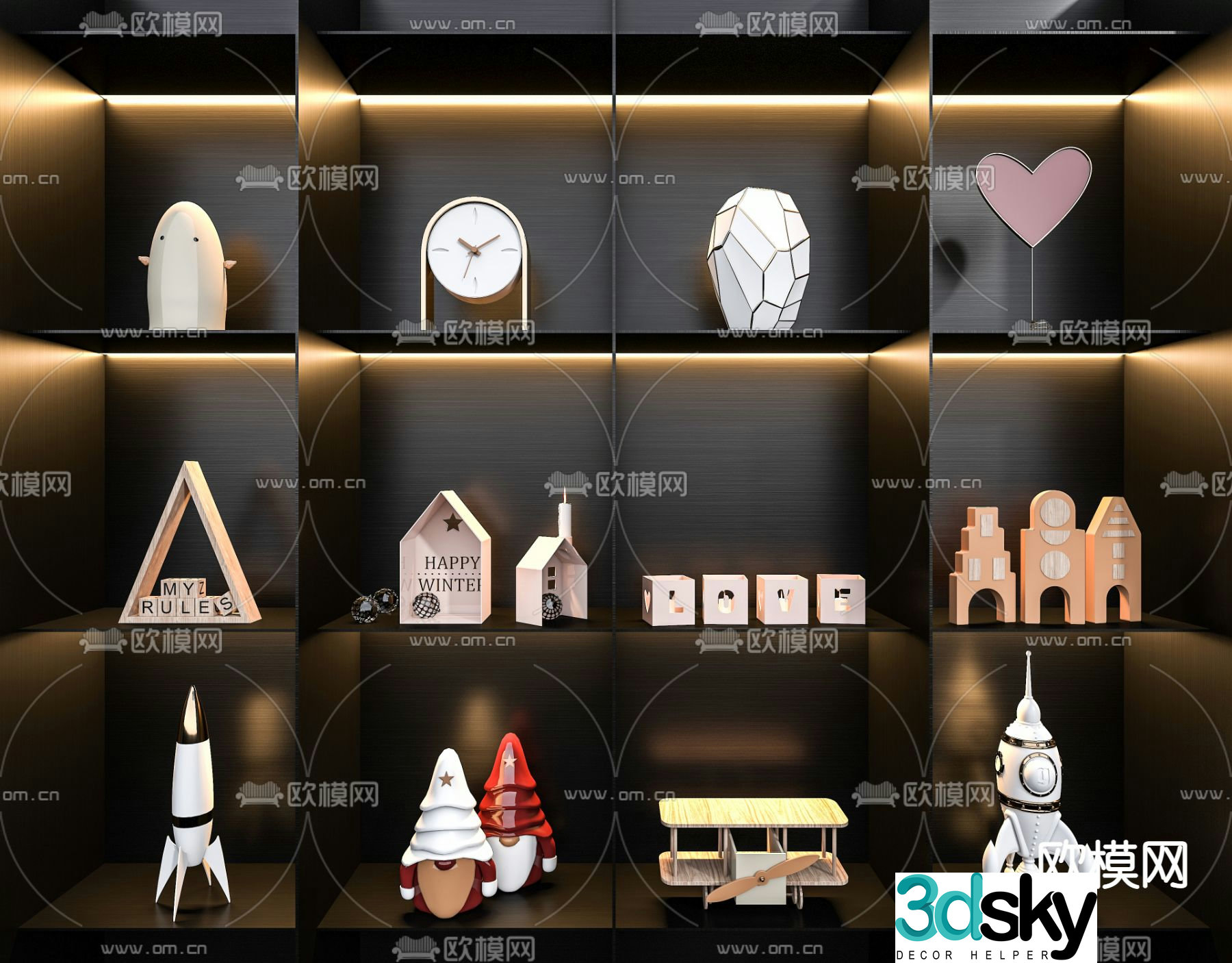 Modern wooden toy ornaments 3d model