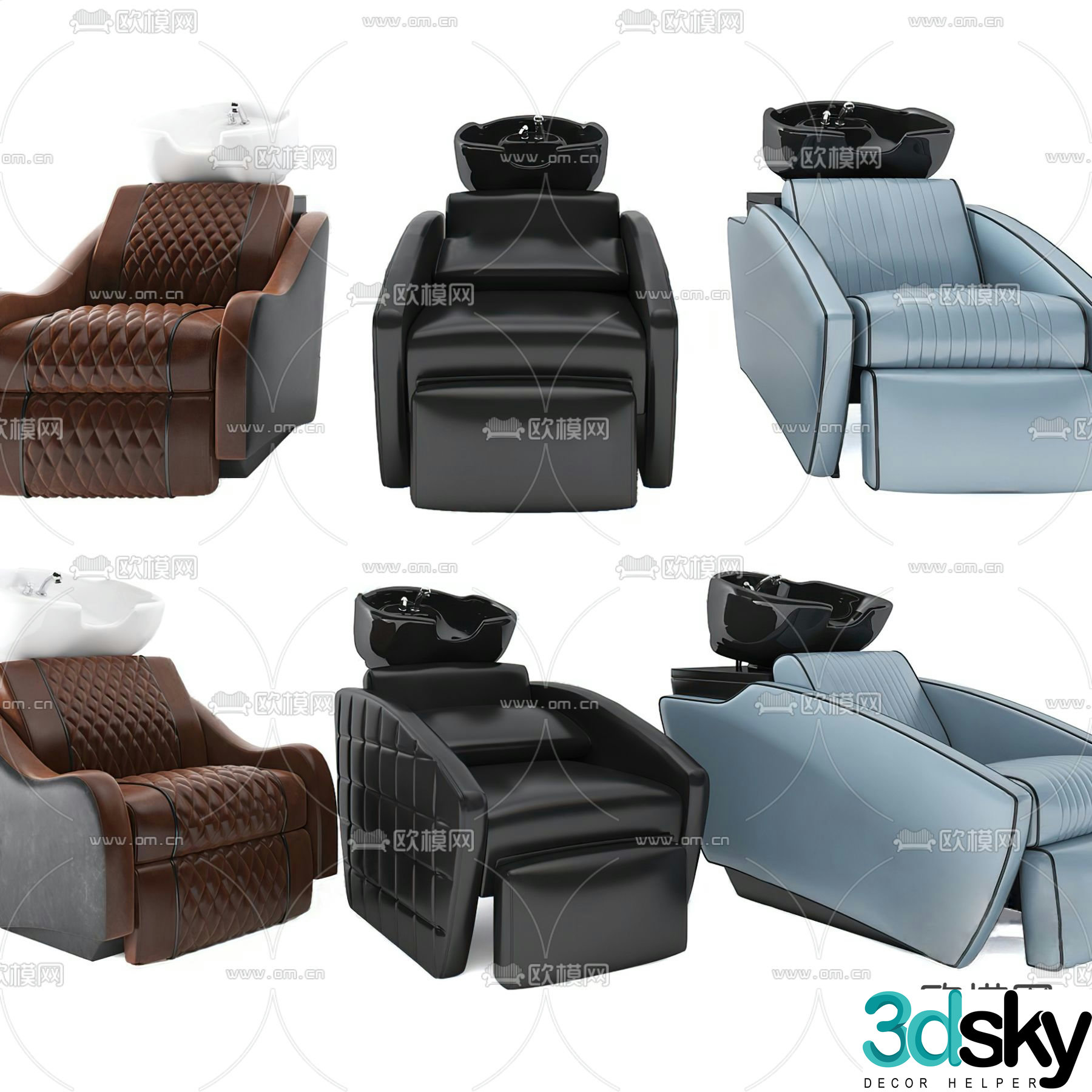 Modern barber shampoo chair 3d model