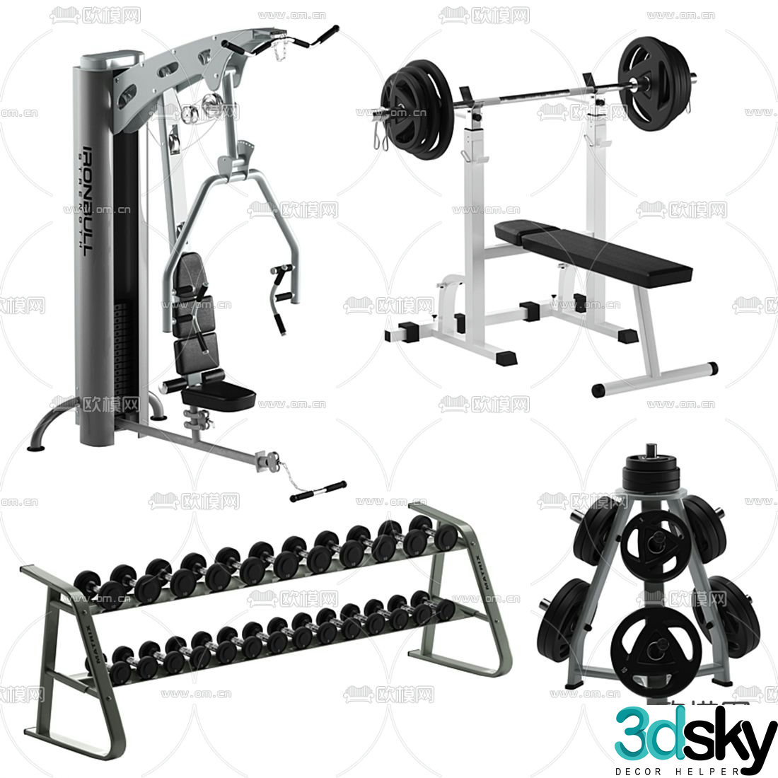 Modern dumbbell fitness equipment 3d model