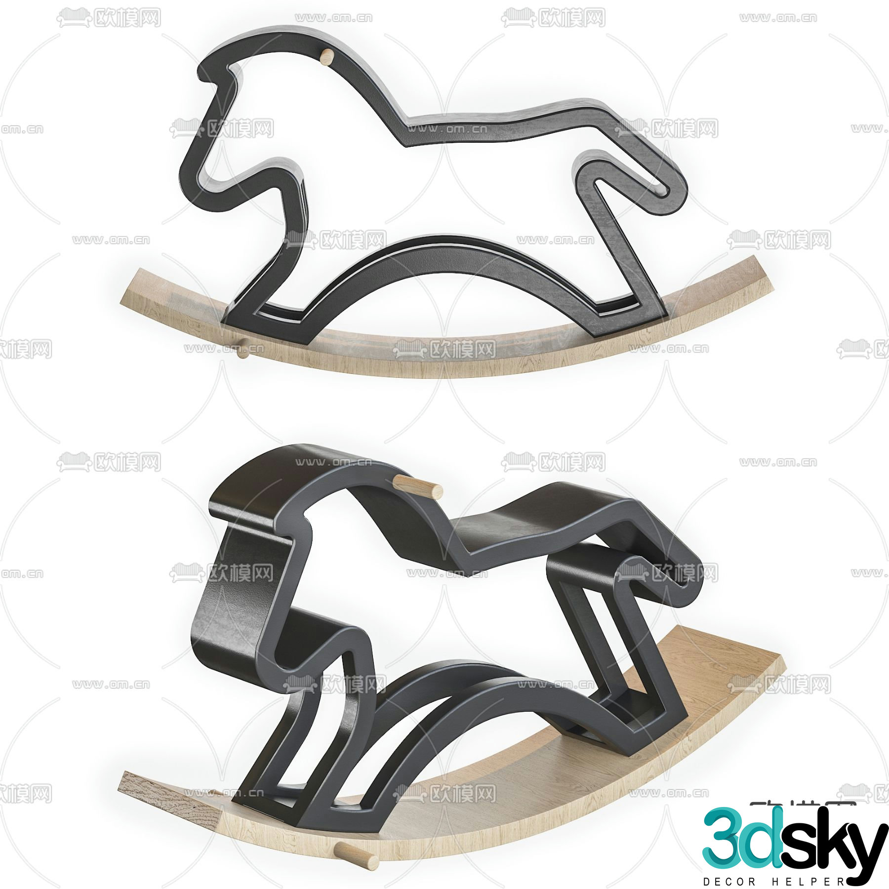 Modern children’s rocking horse toy 3d model