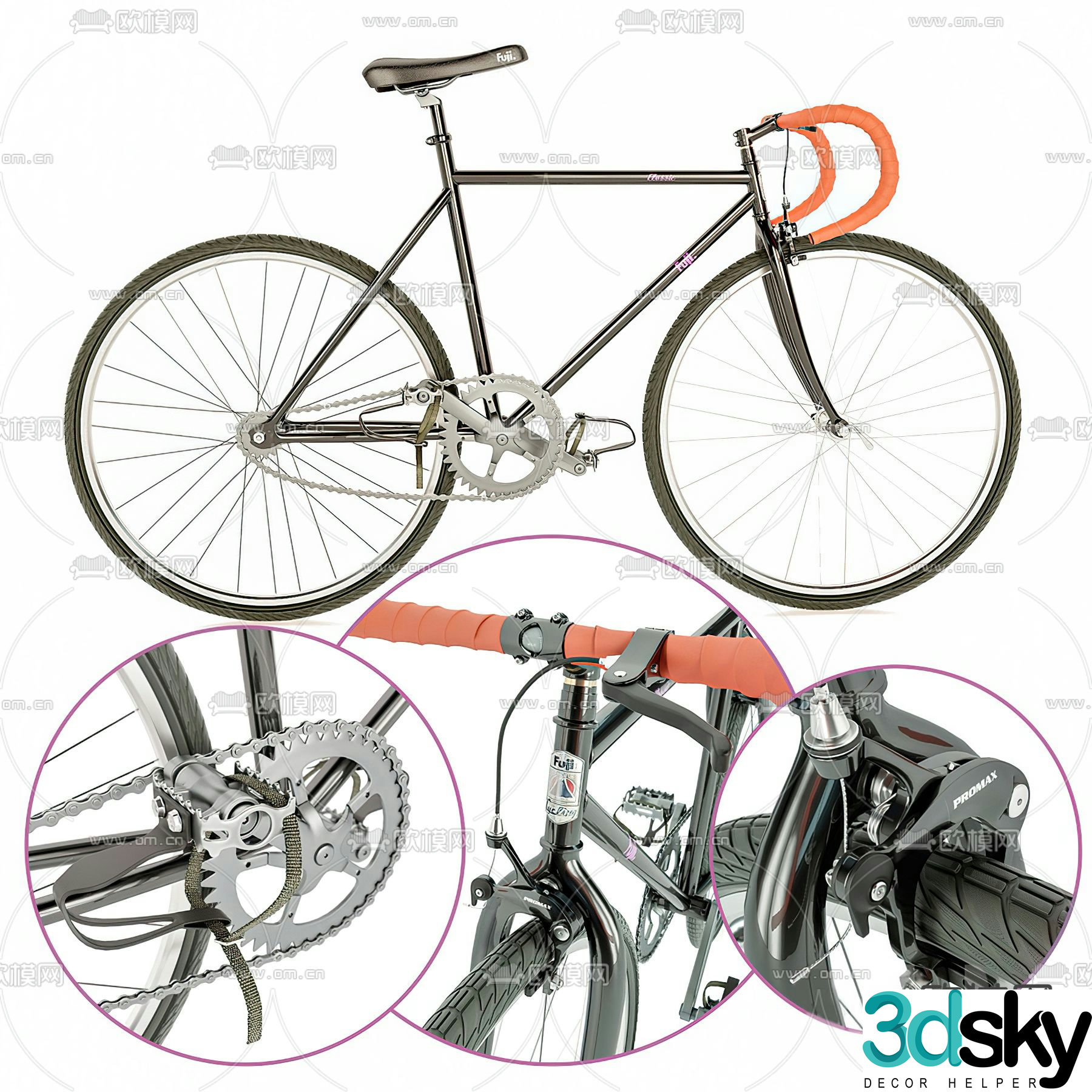 Modern mountain bike 3d model