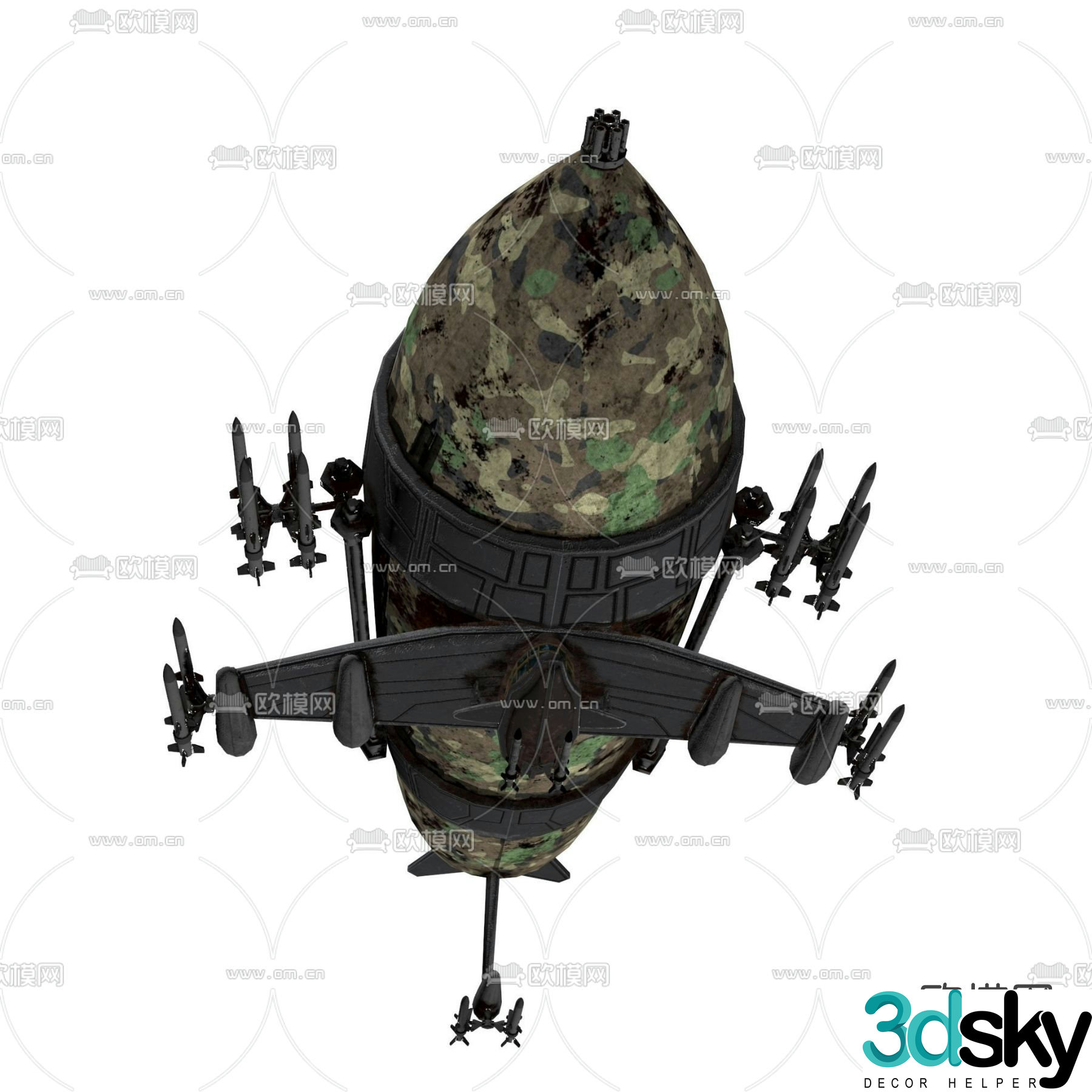 Modern military Kirov airship free 3d model