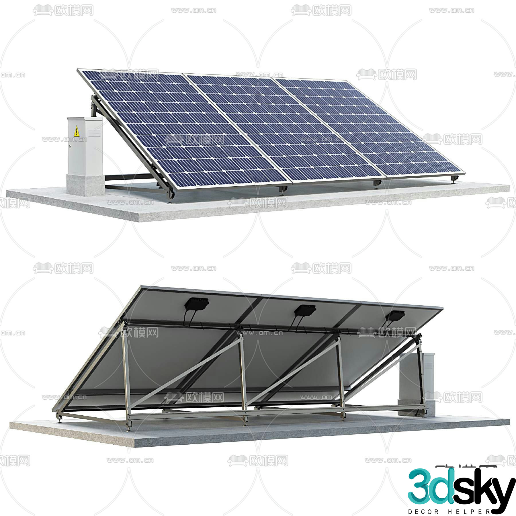 Modern solar power panel 3d model