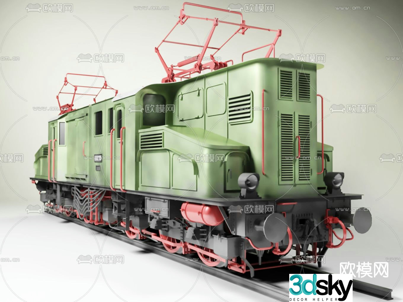 Industrial style steam train 3d model