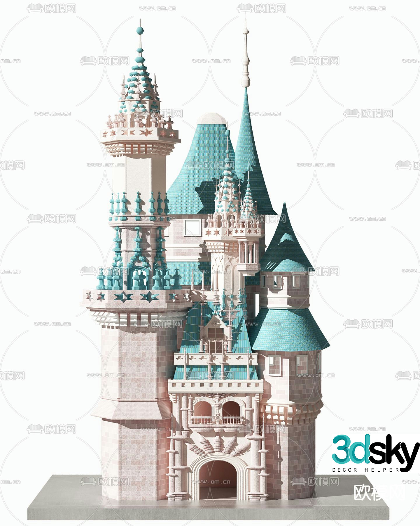 Modern building block castle toy 3d model