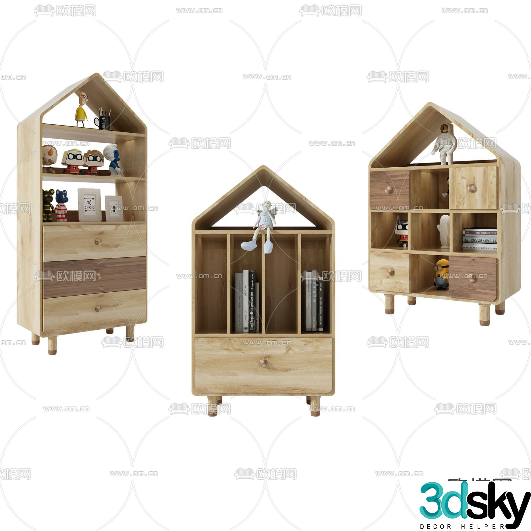 Nordic children’s toy cabinet 3d model