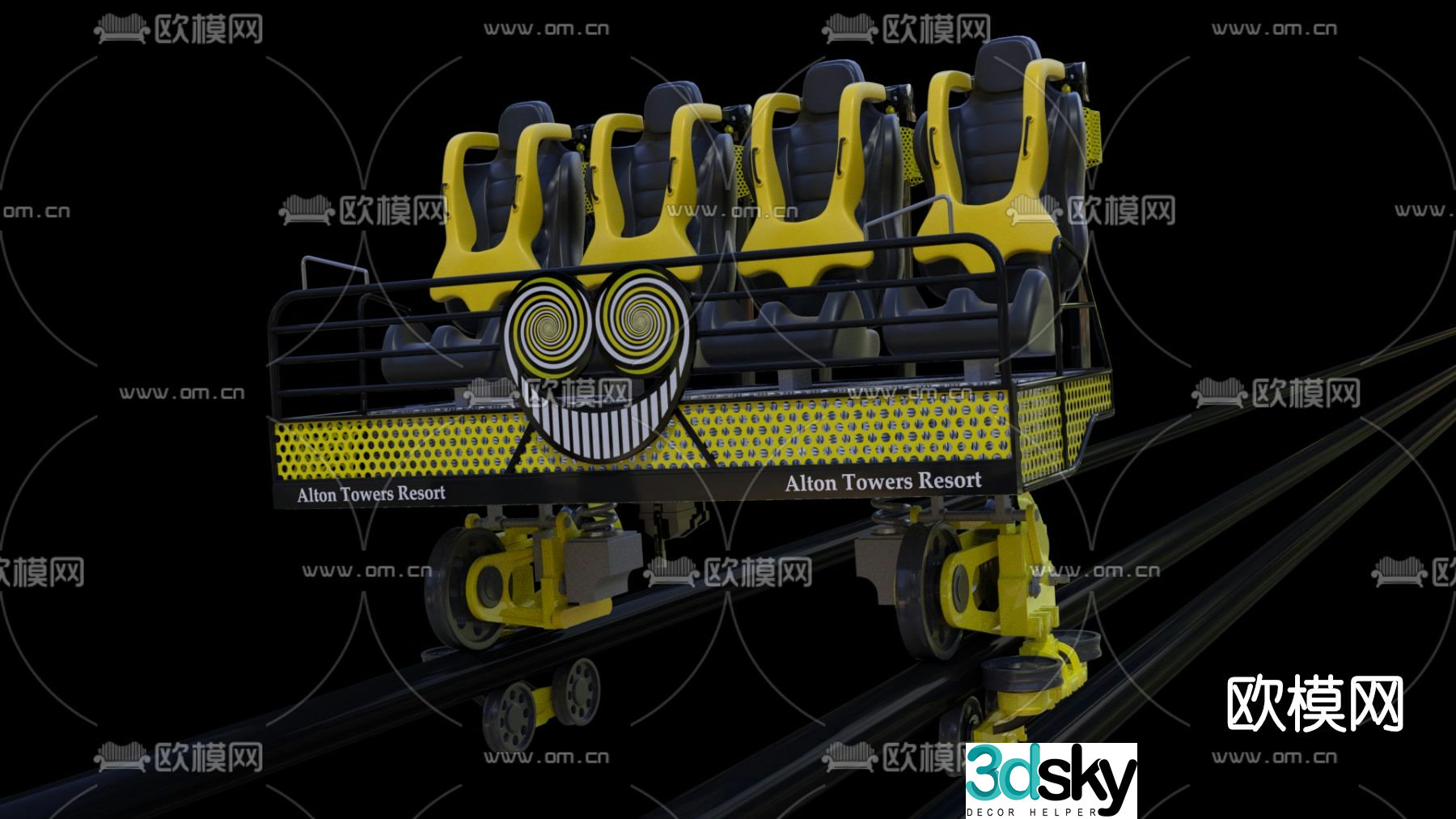 Modern roller coaster safety seat 3d model
