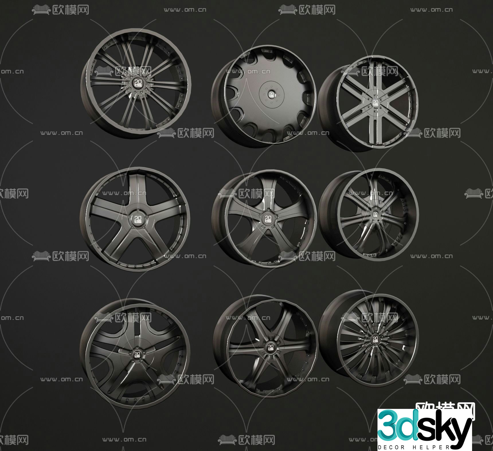 Modern wheel hub car accessories 3d model