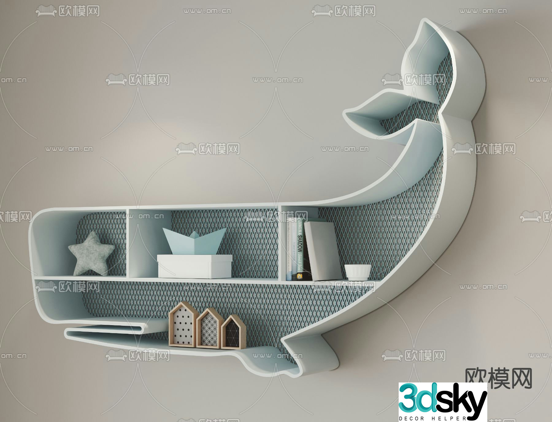 Modern children’s wall mounted shelf 3d model