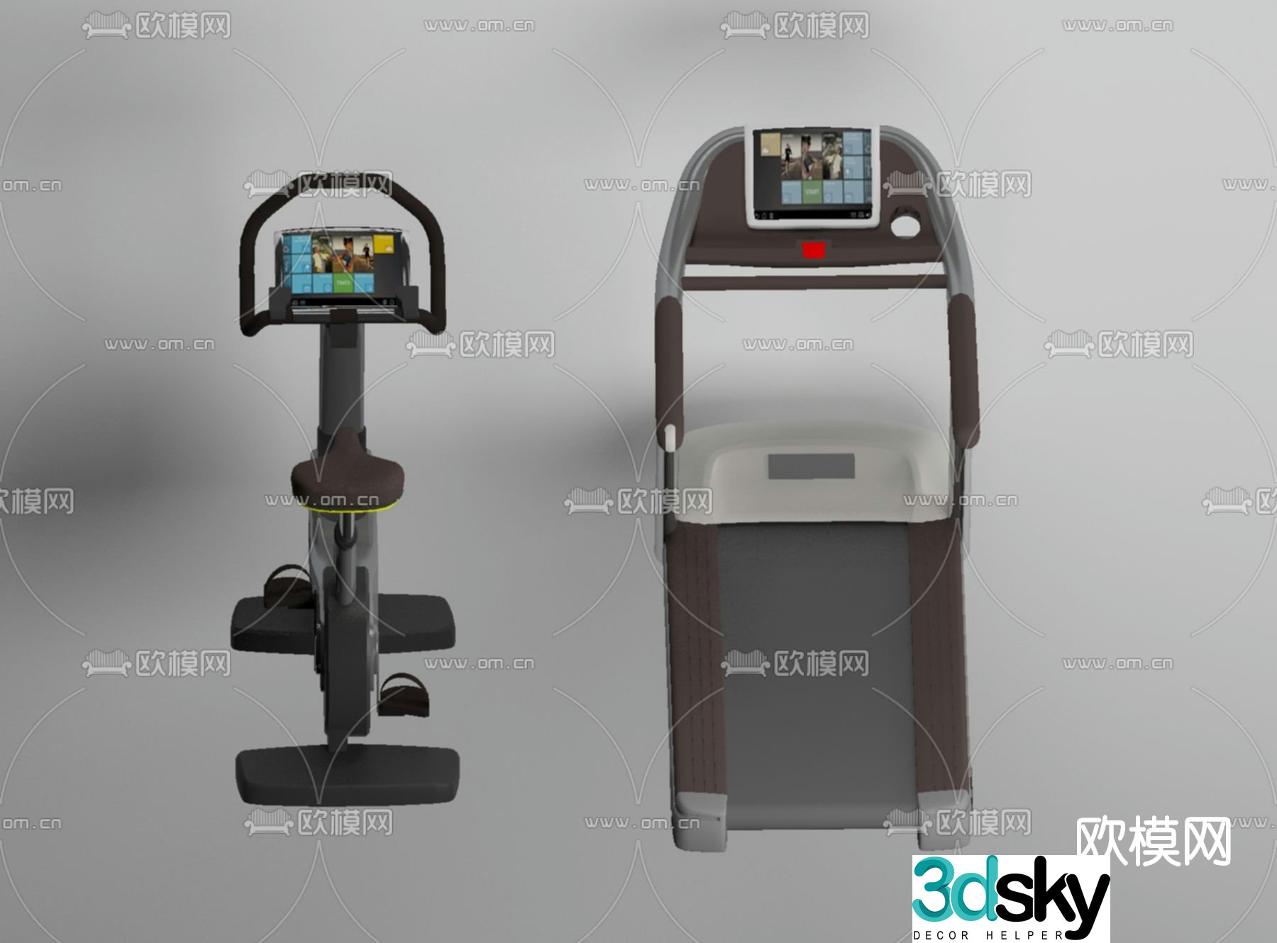Modern treadmill fitness machine free 3d model