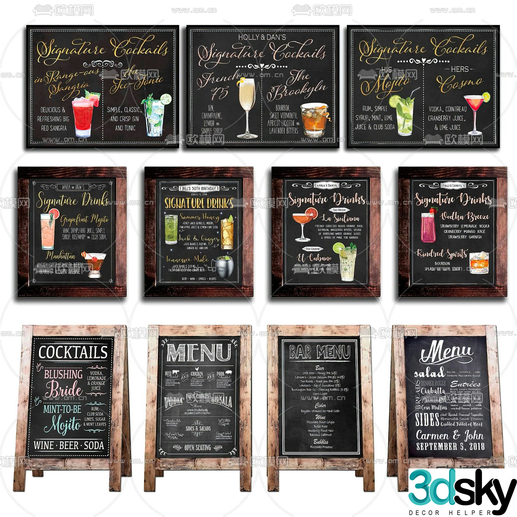 Modern drink blackboard billboard 3d model
