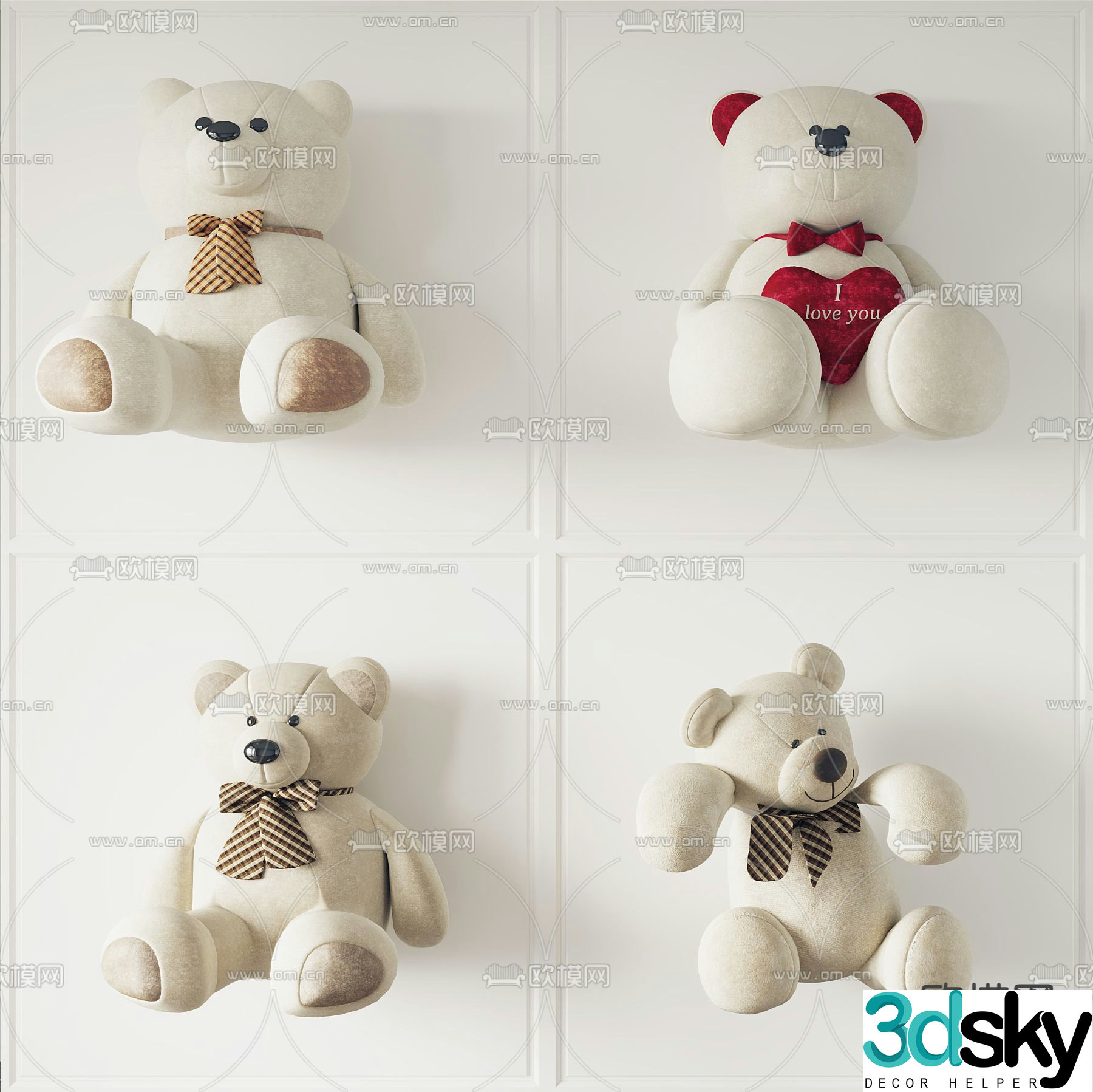 Modern bear ragdoll toy 3d model