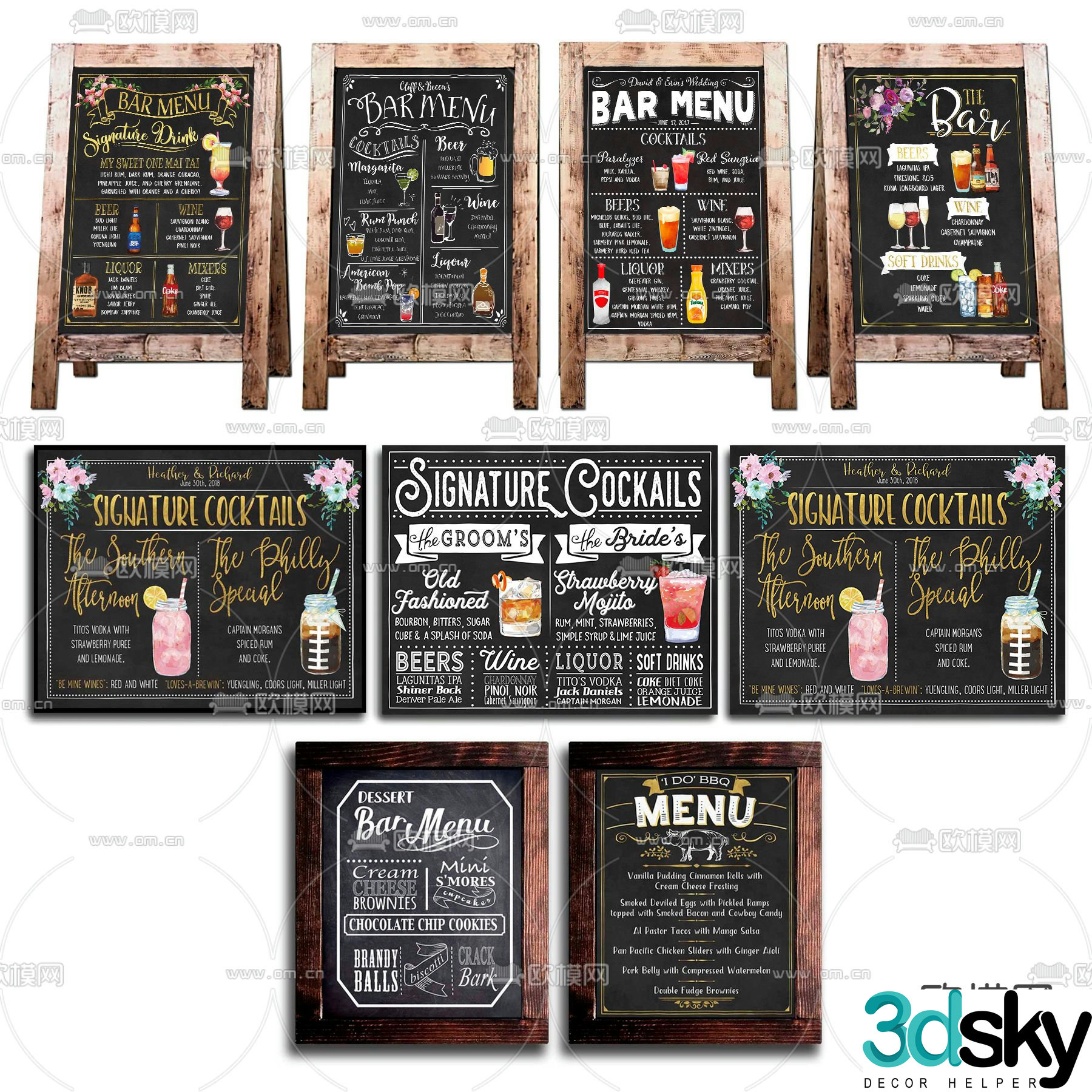 Modern drink blackboard billboard 3d model