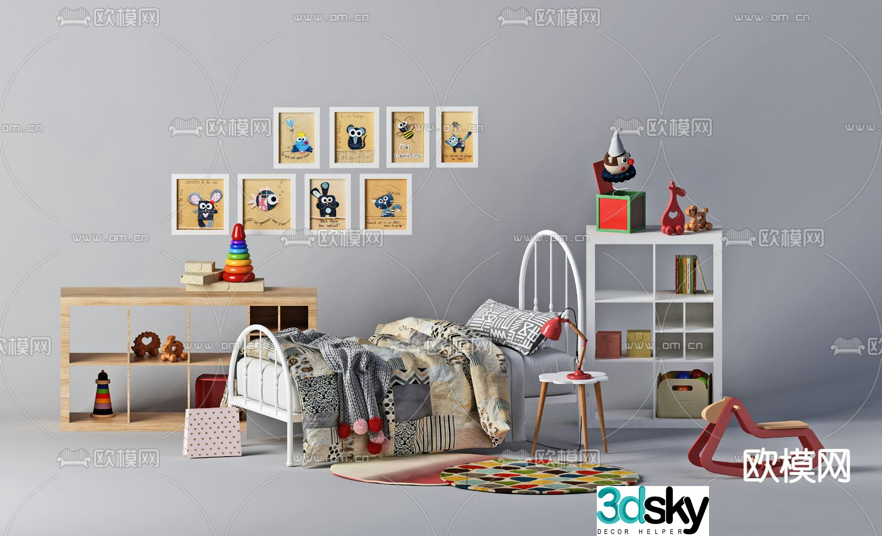 Modern children’s bed combination 3d model