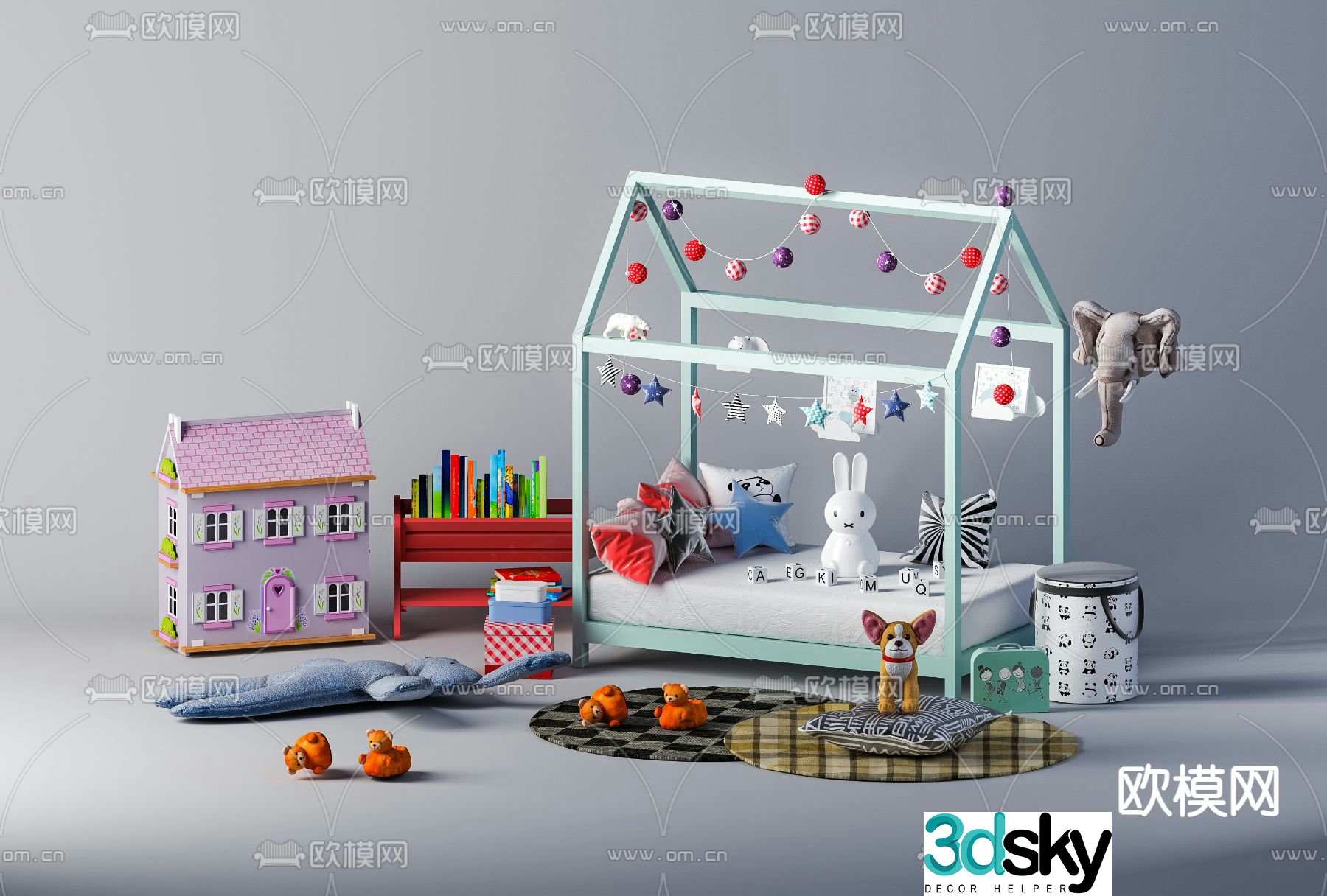 Modern children’s bed 3d model