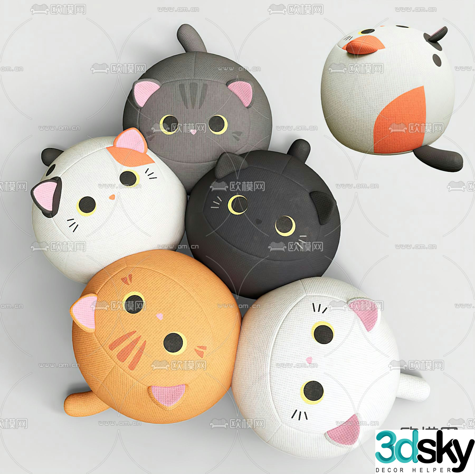 Modern cat stuffed toy 3d model