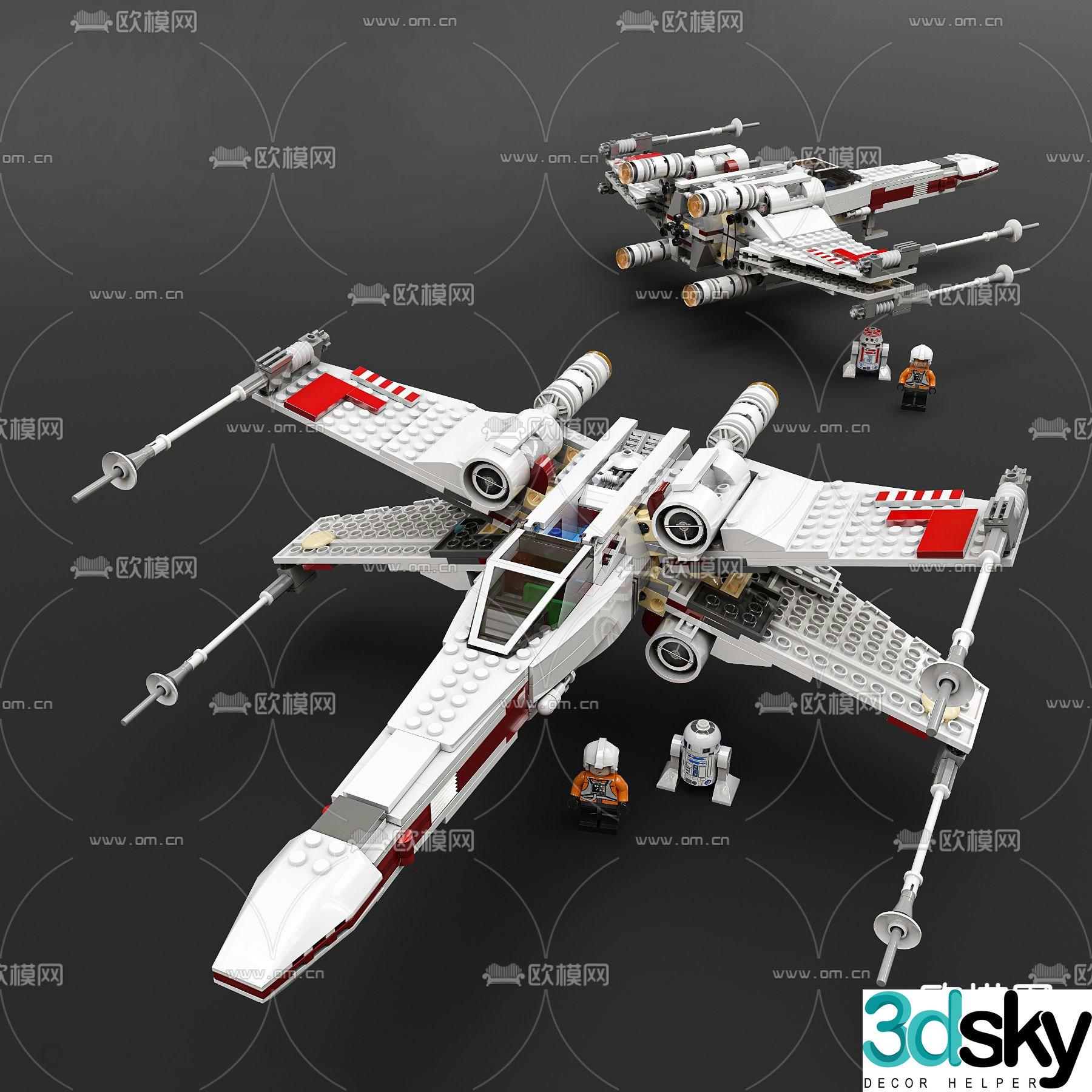 Modern building block airplane toy 3d model
