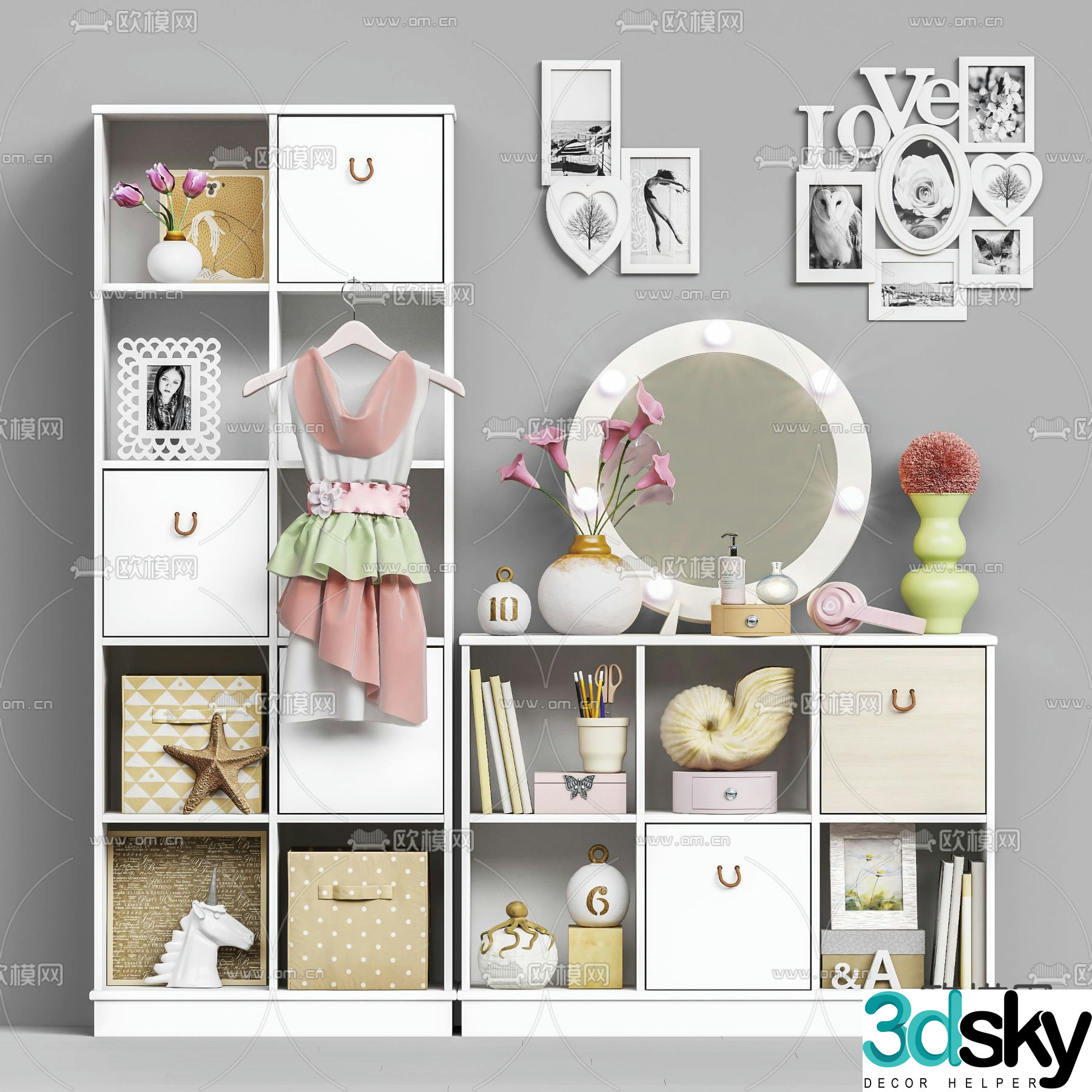 Modern children’s decorative cabinet storage 3d model